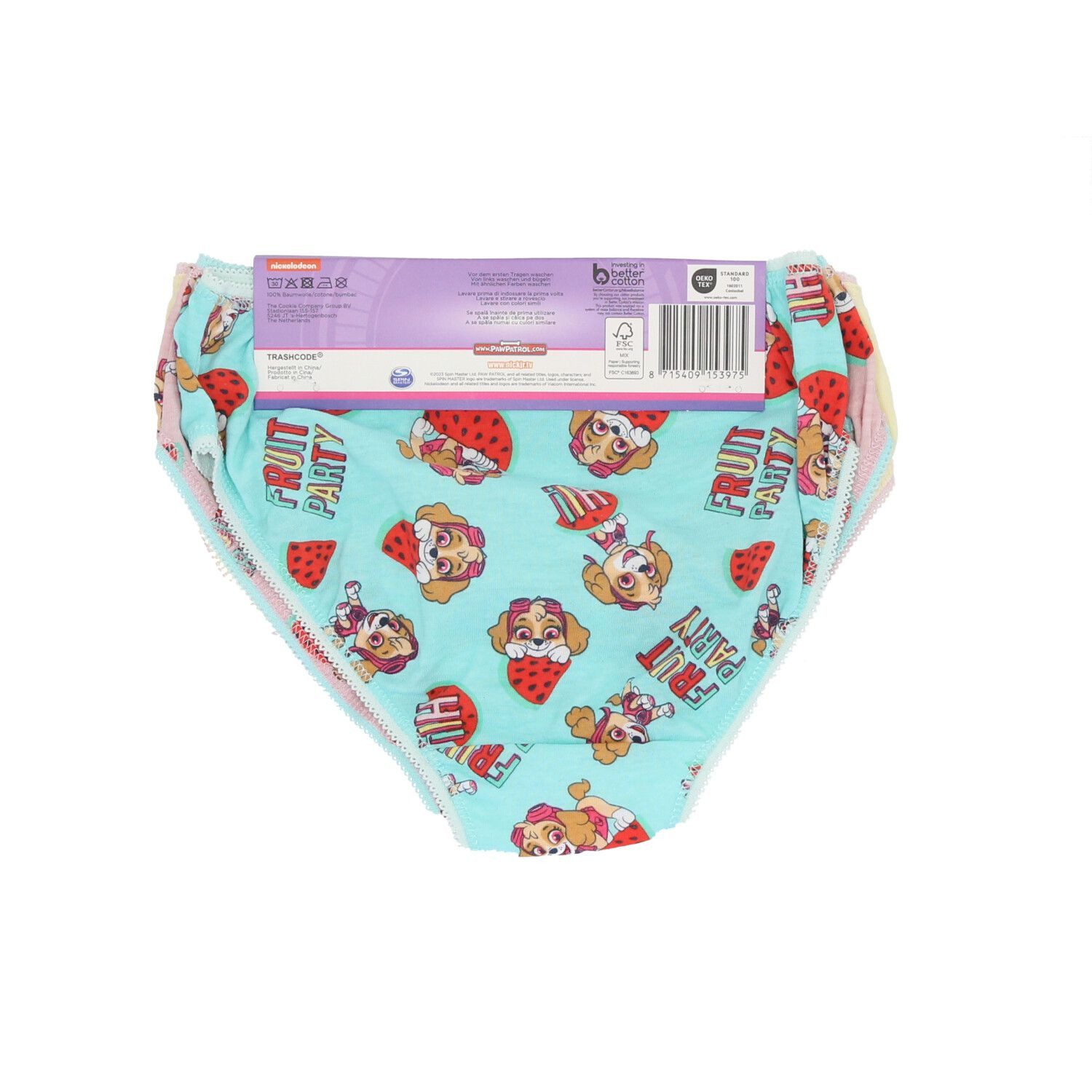 PAW PATROL Slip Paw Patrol Mädchen Slips – 3er Pack Unterwäsche aus reiner Baumwolle