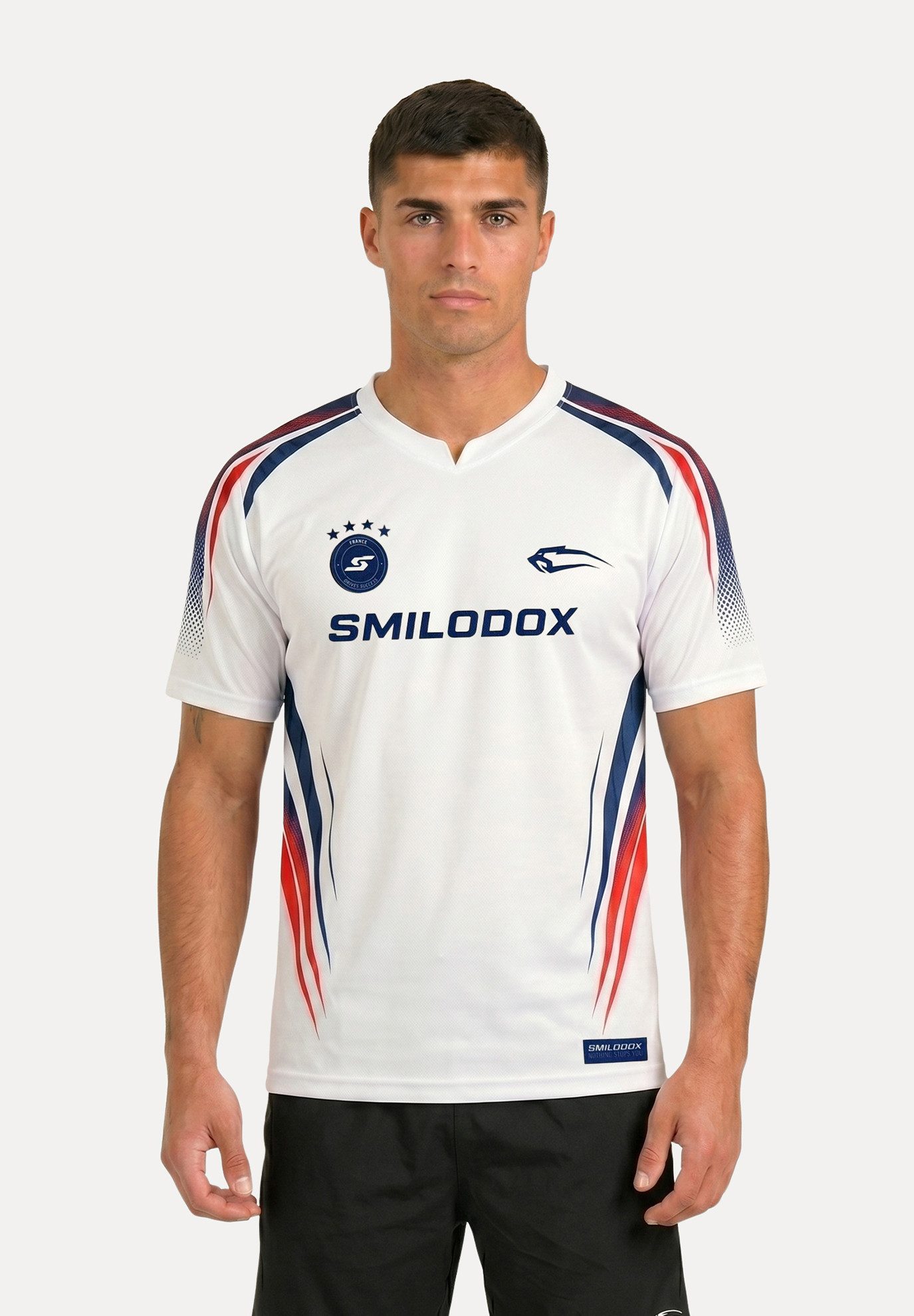 Smilodox T-Shirt Frankreich Herren, Trikot Shirt, Fußball Jersey, Regular Fit, Sport Performance, atmungsaktiv, Team-Design, leicht
