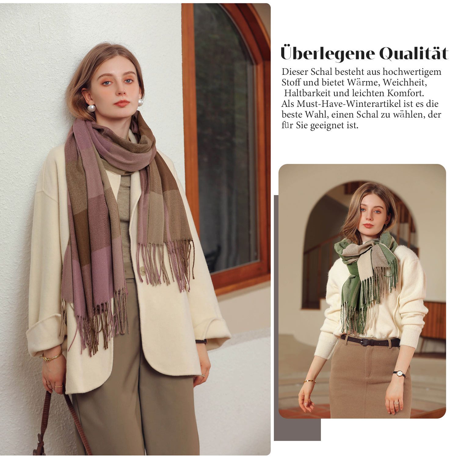 Refttenw Halstuch Damen Winter Kariert Winterschal,Damenschal günstig online kaufen