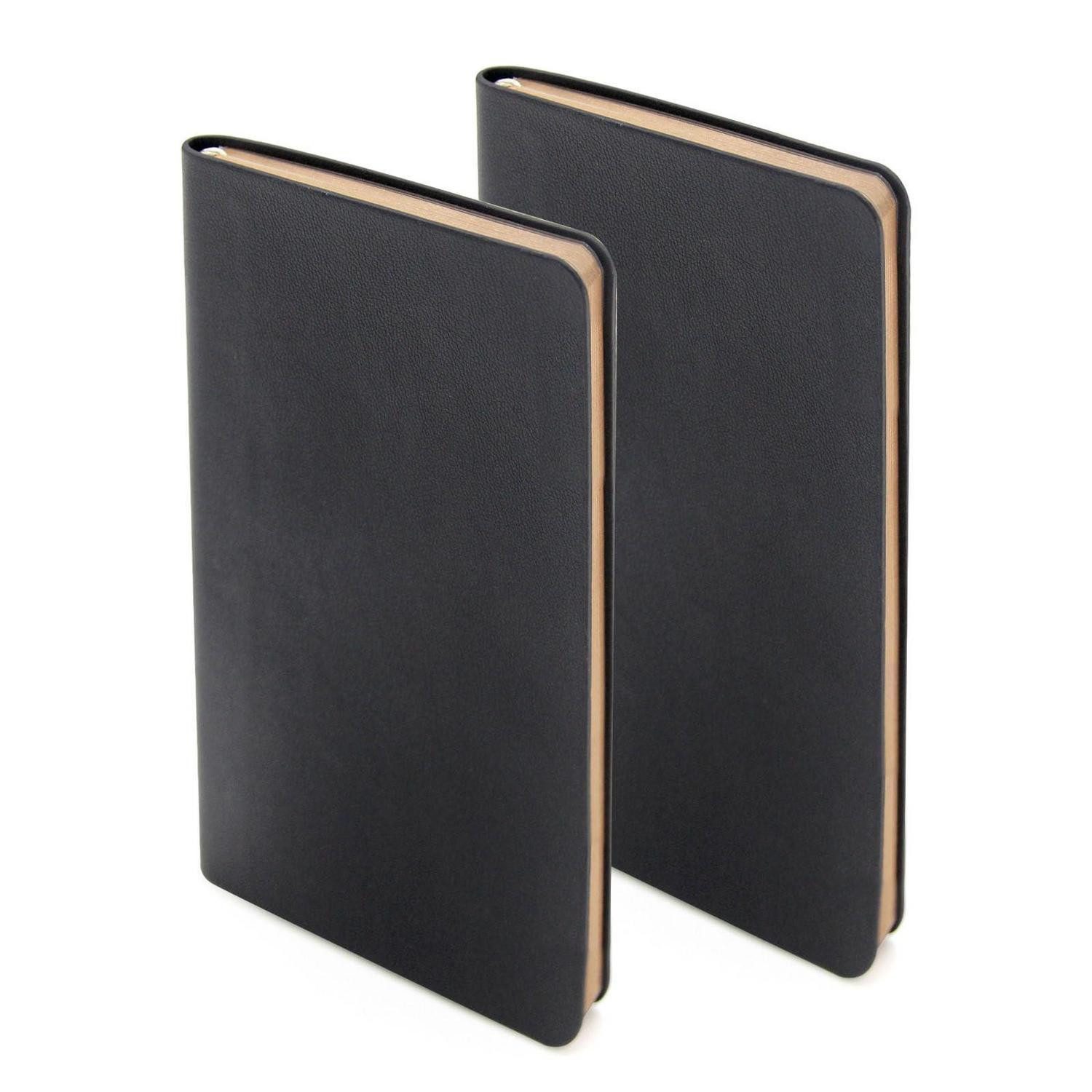 LuxusKollektion Notizheft A6 Notizbuch 2er-Pack Liniert/Kariert Softcover Lederoptik