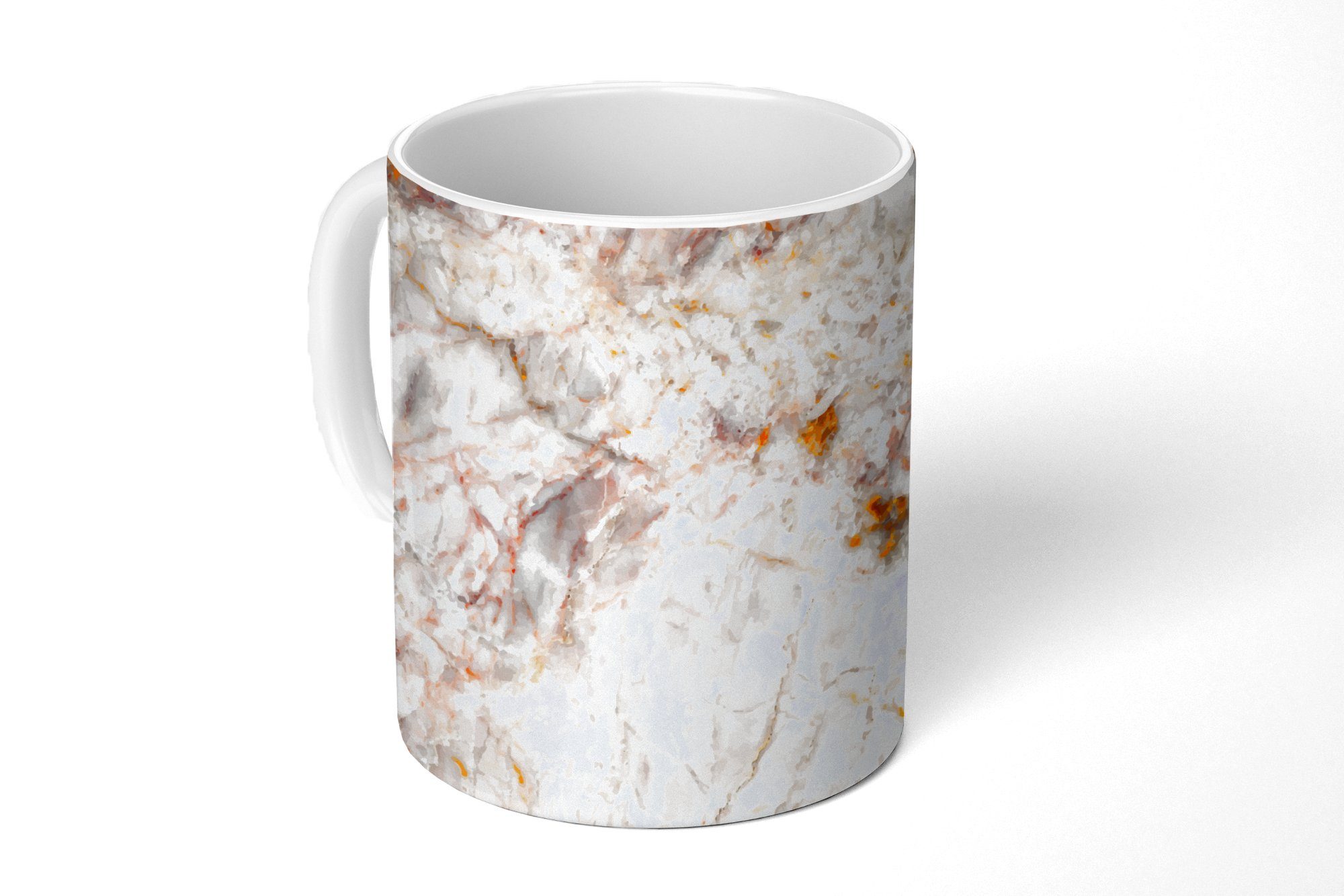 MuchoWow Tasse Marmor - Orange Becher, Teetasse, Geschenk Teetasse, Braun, Kaffeetassen, Keramik, 