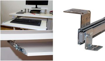 EisenRon.de Schreibtisch Weiss 60 x 40 cm Tastaturauszug, Nutzhöhe 57 mm (Montageschrauben inklusiv), Tastaturauszug