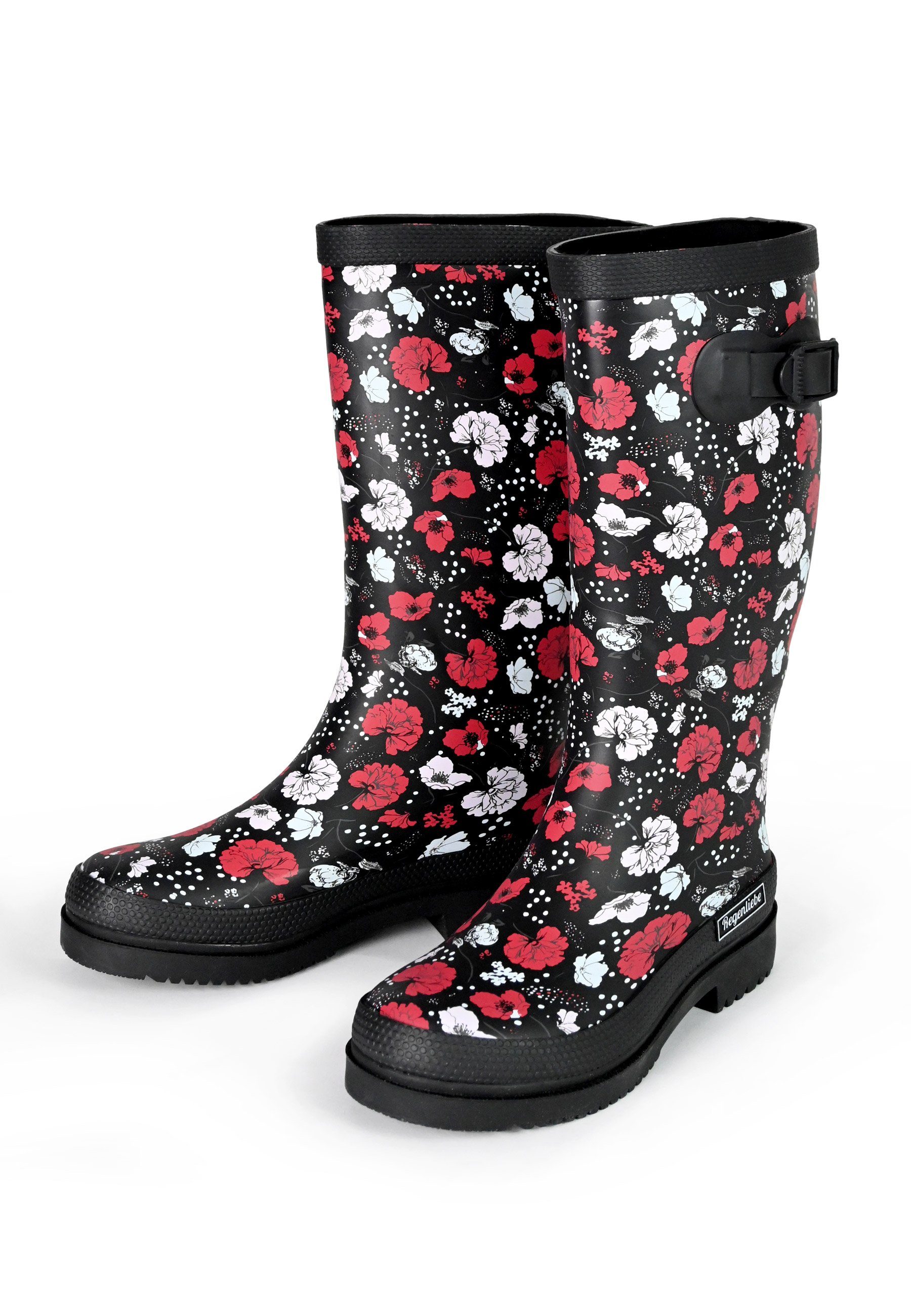 Regenliebe Blossom Night High Gummistiefel Langschaft Stiefel mit Blütenmuster