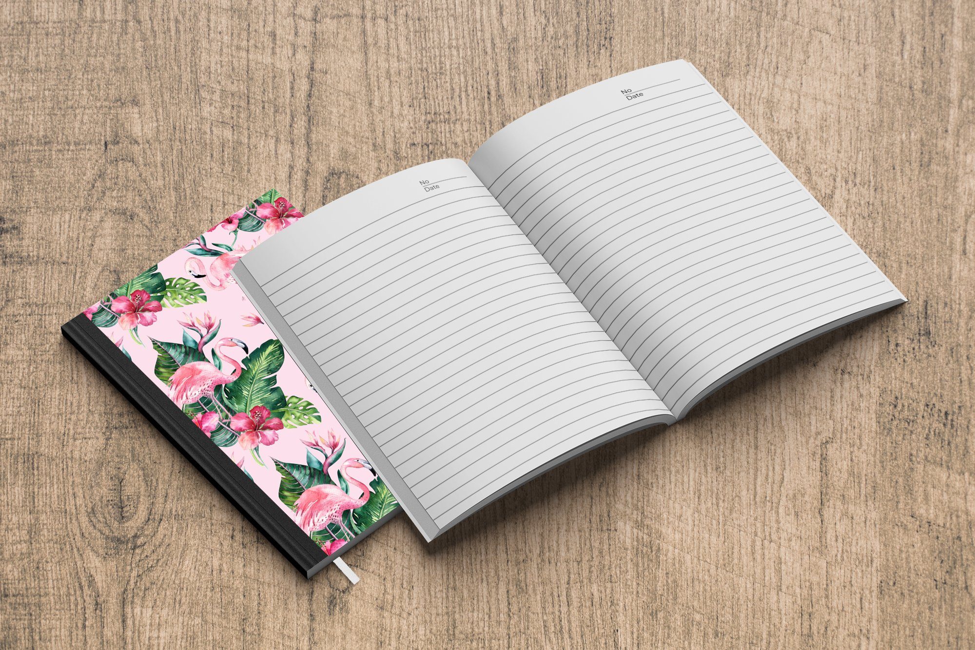 Tagebuch, Blumen Notizheft, 98 Flamingo - Journal, - Haushaltsbuch MuchoWow Merkzettel, Seiten, A5, Pflanzen, Notizbuch