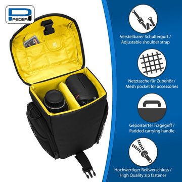 PEDEA Kameratasche ESSEX (Größe L), für Spiegelreflexkameras, mit wasserdichtem Regenschutz und Tragegurt