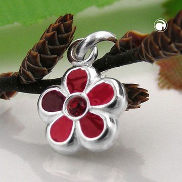 unbespielt Kettenanhänger Kettenanhänger Anhänger Blume rot lackiert 925 Silber 8 mm inklusive Schmuckbox, Silberschmuck für Kinder