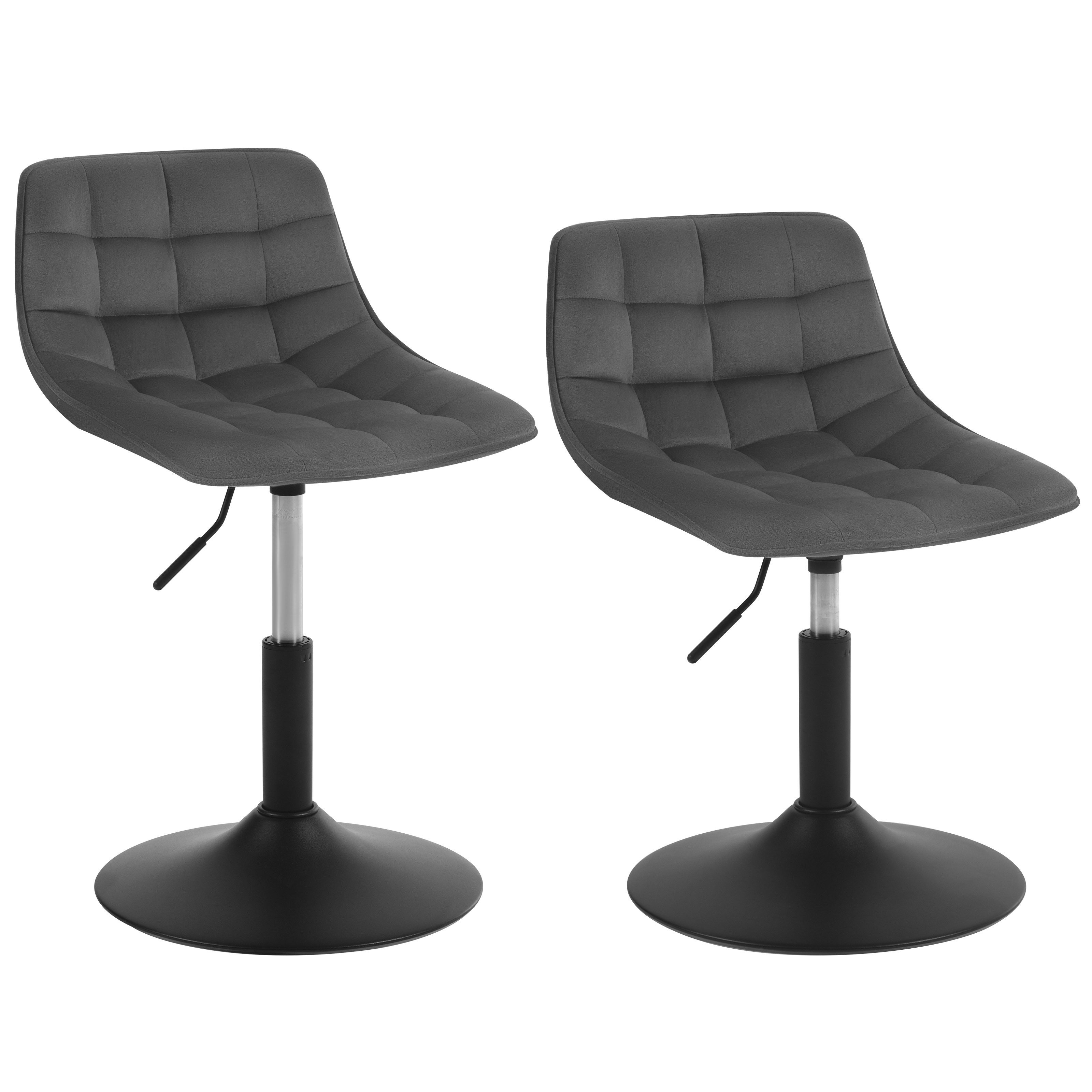 Woltu Barhocker (2 St), 360° Schwenken Samt Sitz 38-49.5cm Hoch dunkelgrau günstig online kaufen