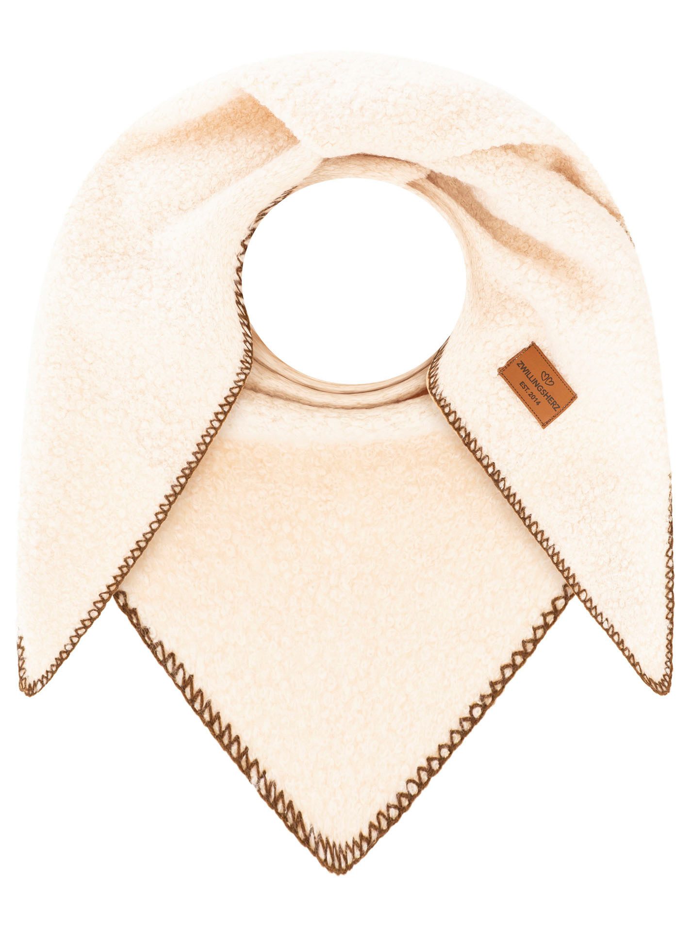 Zwillingsherz Dreieckstuch "Teddy Stitch", weiche Teddy-Struktur, Ziernaht-Rand, klassische Dreiecksform