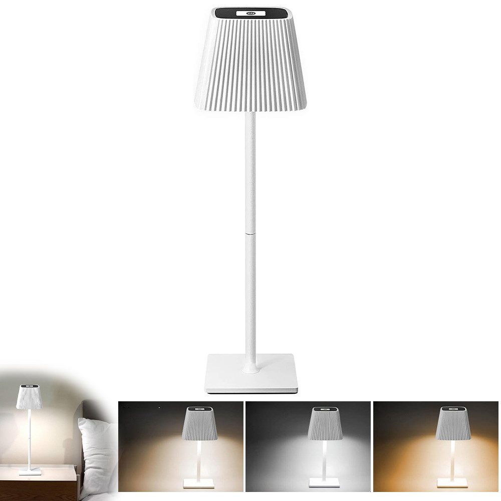 ZEUOPQ LED Tischleuchte Tischlampe Kabellos LED Touch-Dimmbare Tischleuchte Nachttischlampe, USB-Aufladung,rutschfestes Design, für Haus Schlafzimmer Wohnzimmer Restaurants, Moderne Tischlampen mit Metallstruktur,Weiß, Dreistufiges Dimmen