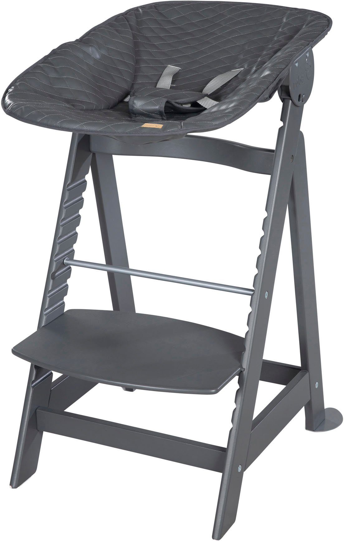 roba® Hochstuhl Born Up, anthrazit, mit Neugeborenen-Aufsatz, graphite gesteppt (Set)