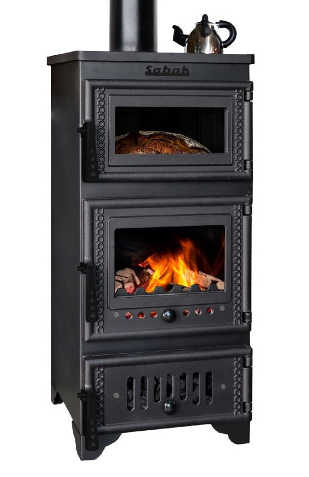 SABAH Kaminofen mit Backfach und Herdplatte Modell S103, 10.6 kW