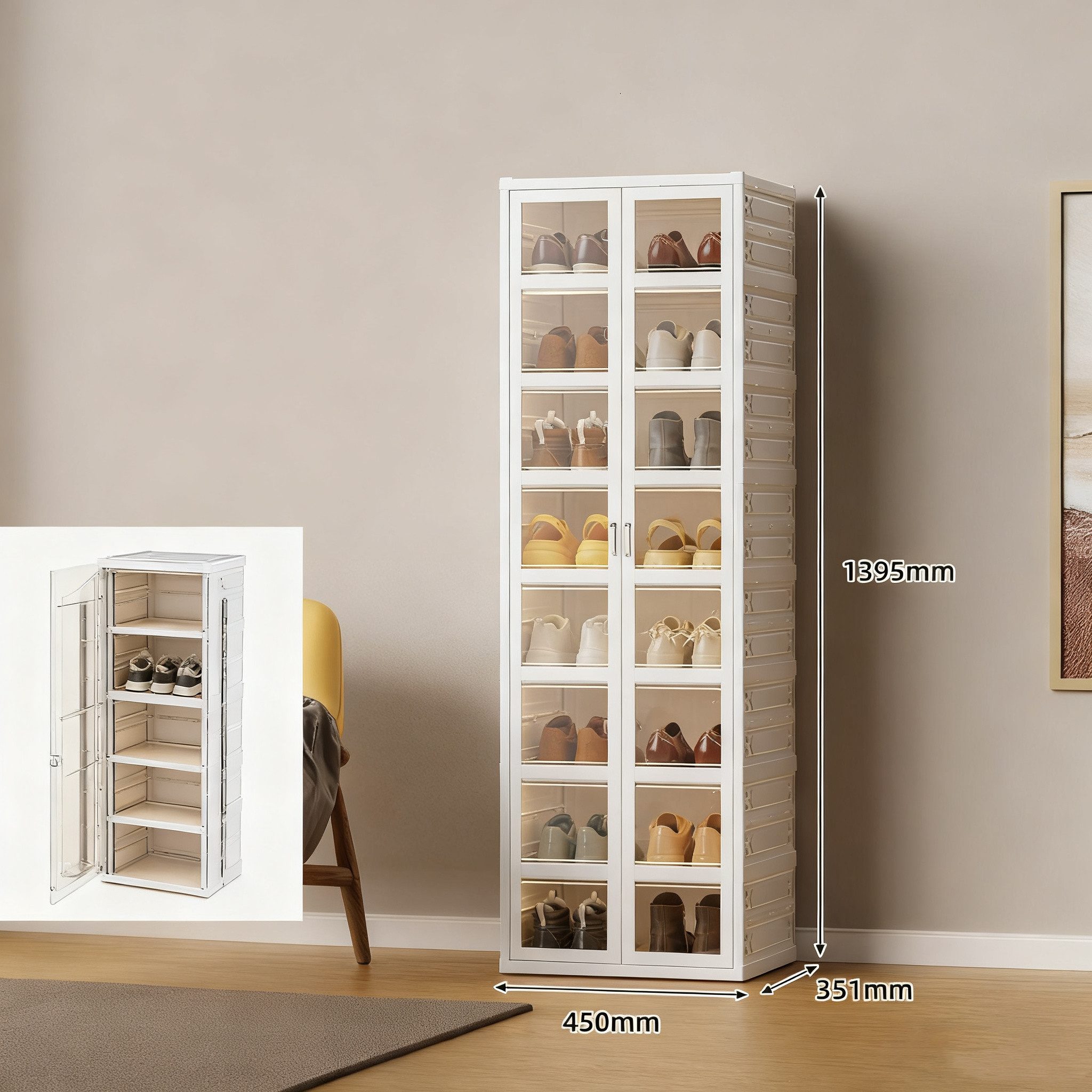 GarveeMore Schuhbox Faltbare Schuh Aufbewahrungsbox, Kunststoff Schuh Schrä günstig online kaufen