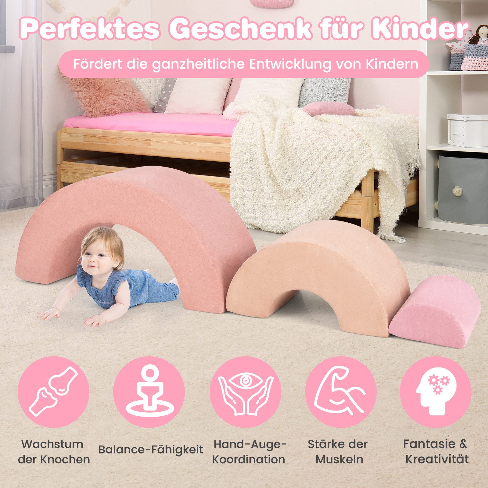 COSTWAY Spielbausteine, 3-TLG. Schaumstoffbausteine zum Klettern und Krabbeln