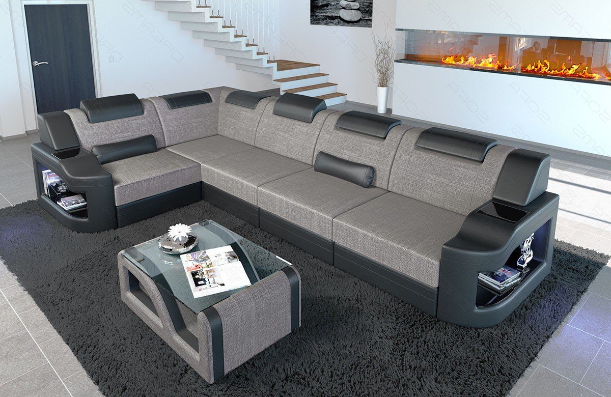 Sofa Dreams Ecksofa Design Polster Stoff Sofa Padua L Form H Strukturstoff Stoffsofa, Couch wahlweise mit Bettfunktion