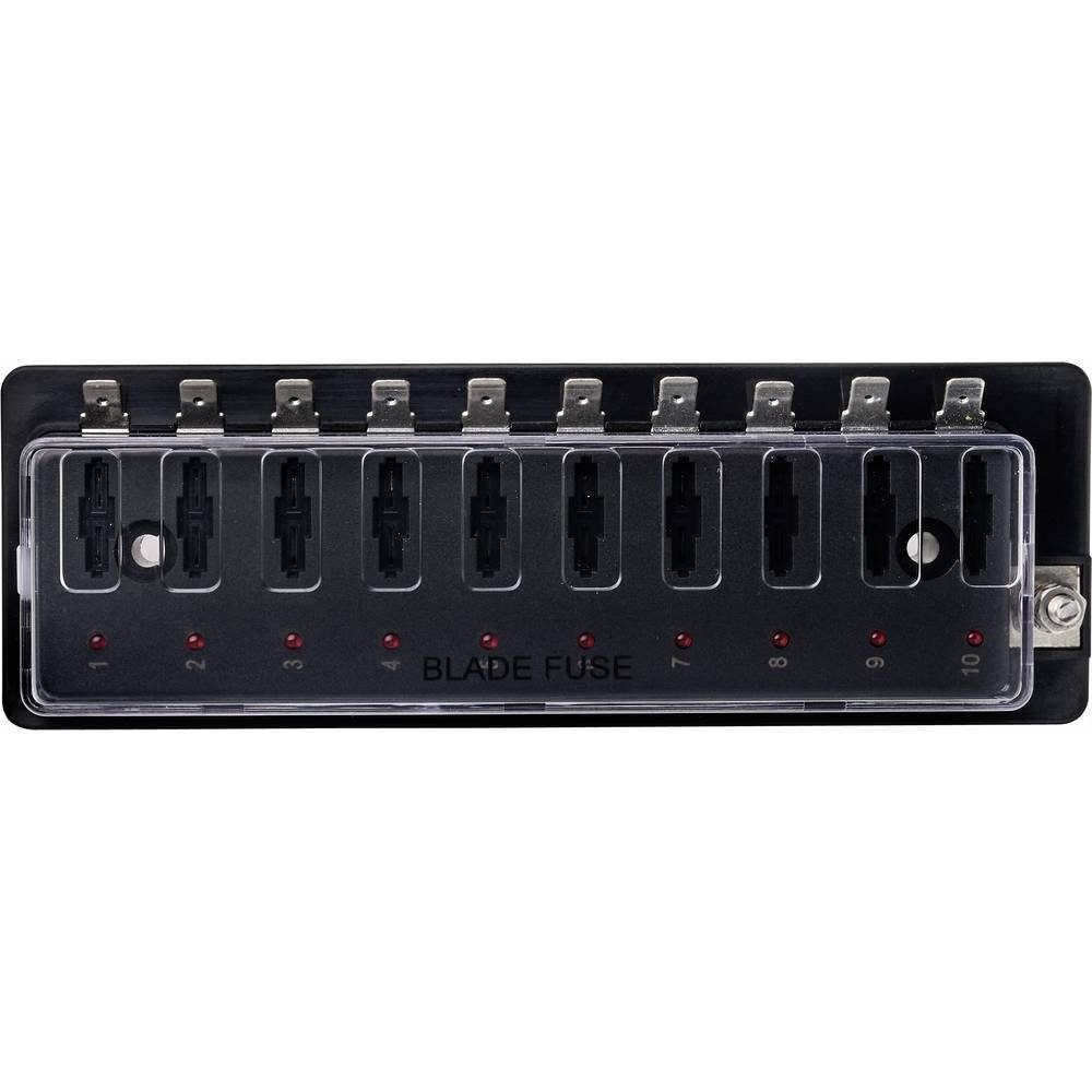 TRU COMPONENTS Sicherungshalter Flachsicherungs-Halter für 10 Sicherungen TC-9070380, mit Statusanzeige