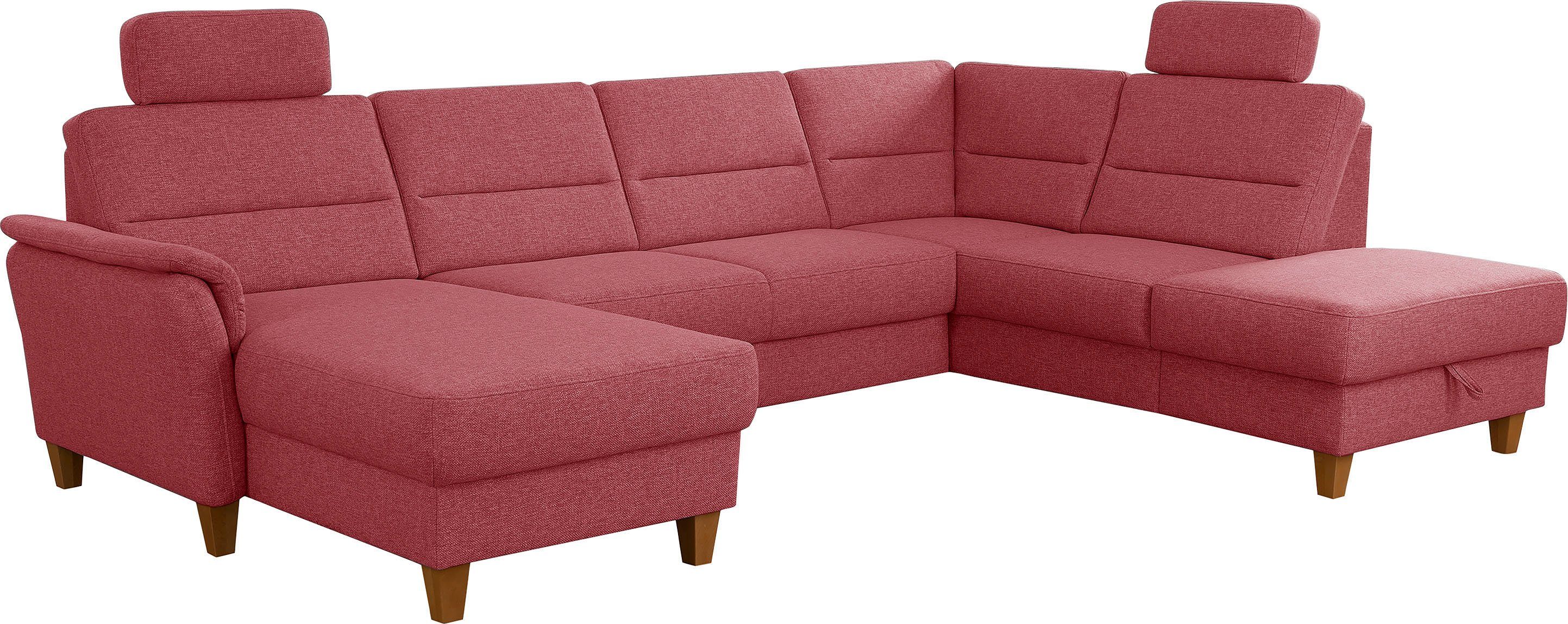Home affaire Wohnlandschaft Palmera U-Form, B: 308 cm, optional Bettfunktion & Bettkasten, Federkern