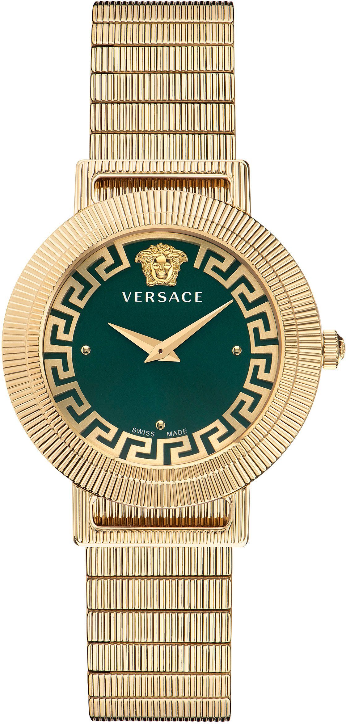 Versace Quarzuhr GRECA CHIC, VE3D00522, Edelstahl Armband goldfarben IP-beschichtetem aus