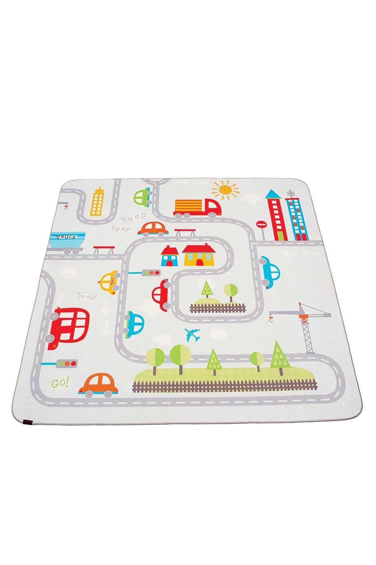 en.casa Kinderteppich, quadratisch, Spielmatte für Kinder mit Straßendesign 150 x 150 cm 89860360
