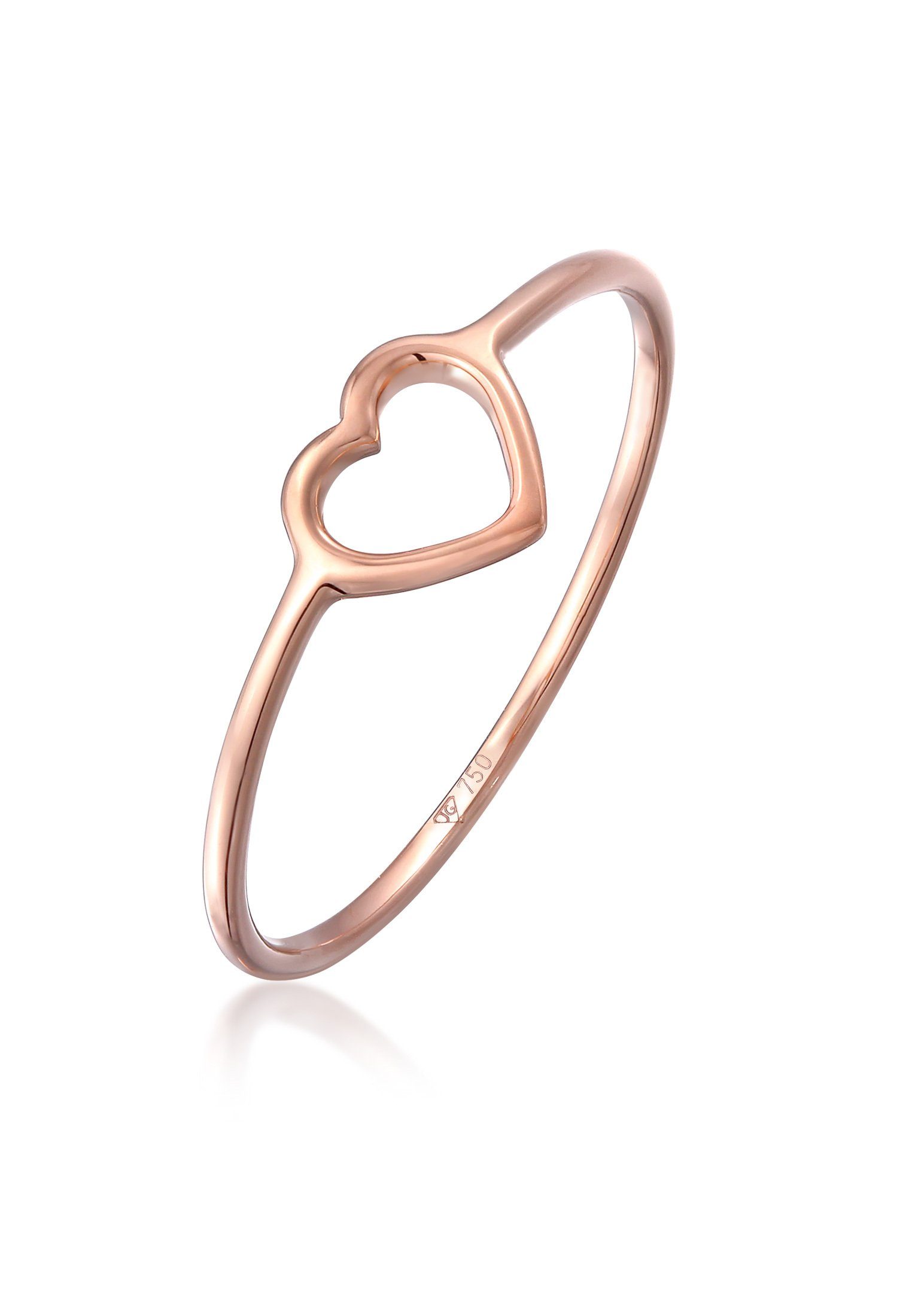 Elli Premium Fingerring Bandring Herz Symbol Trend 750 Roségold (18 Karat)