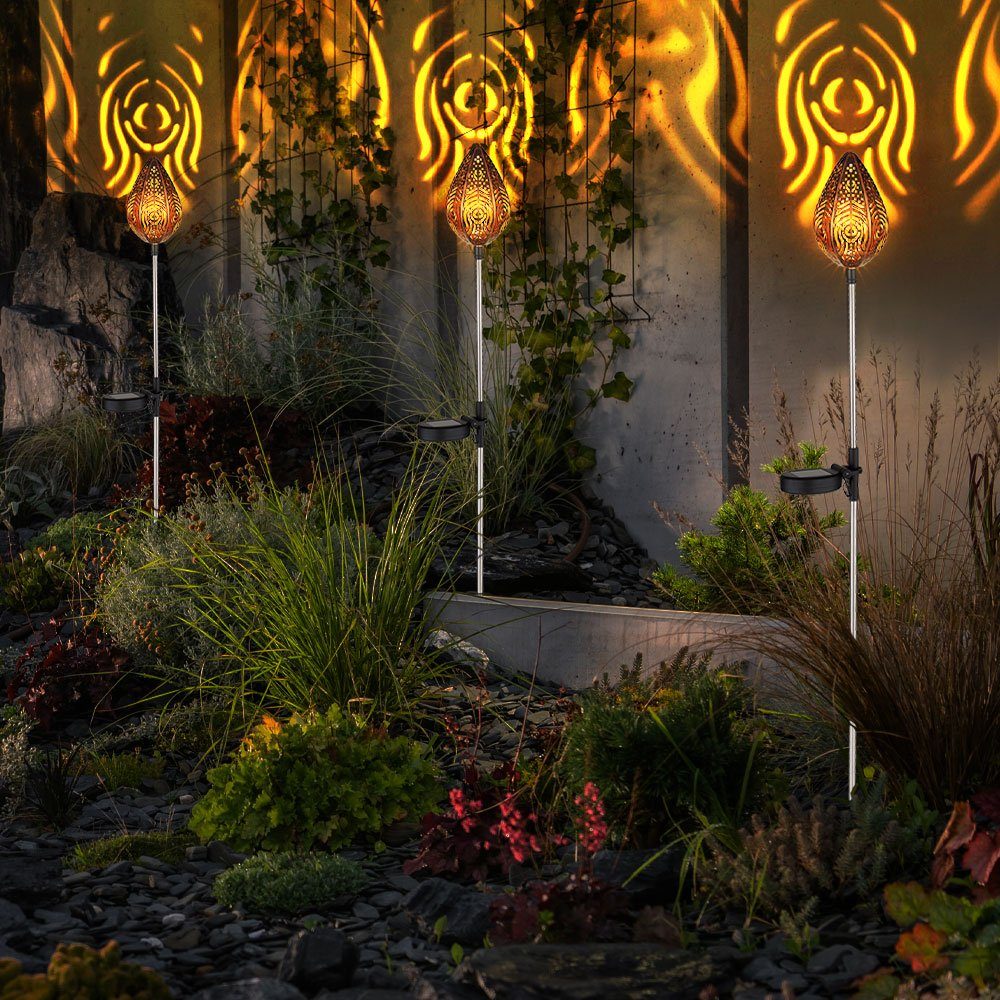 Globo LED Solarleuchte, Leuchtmittel Gartenlampe Außenlampe LED Retro 2er Solarleuchte inklusive, Set Steckleuchte Warmweiß