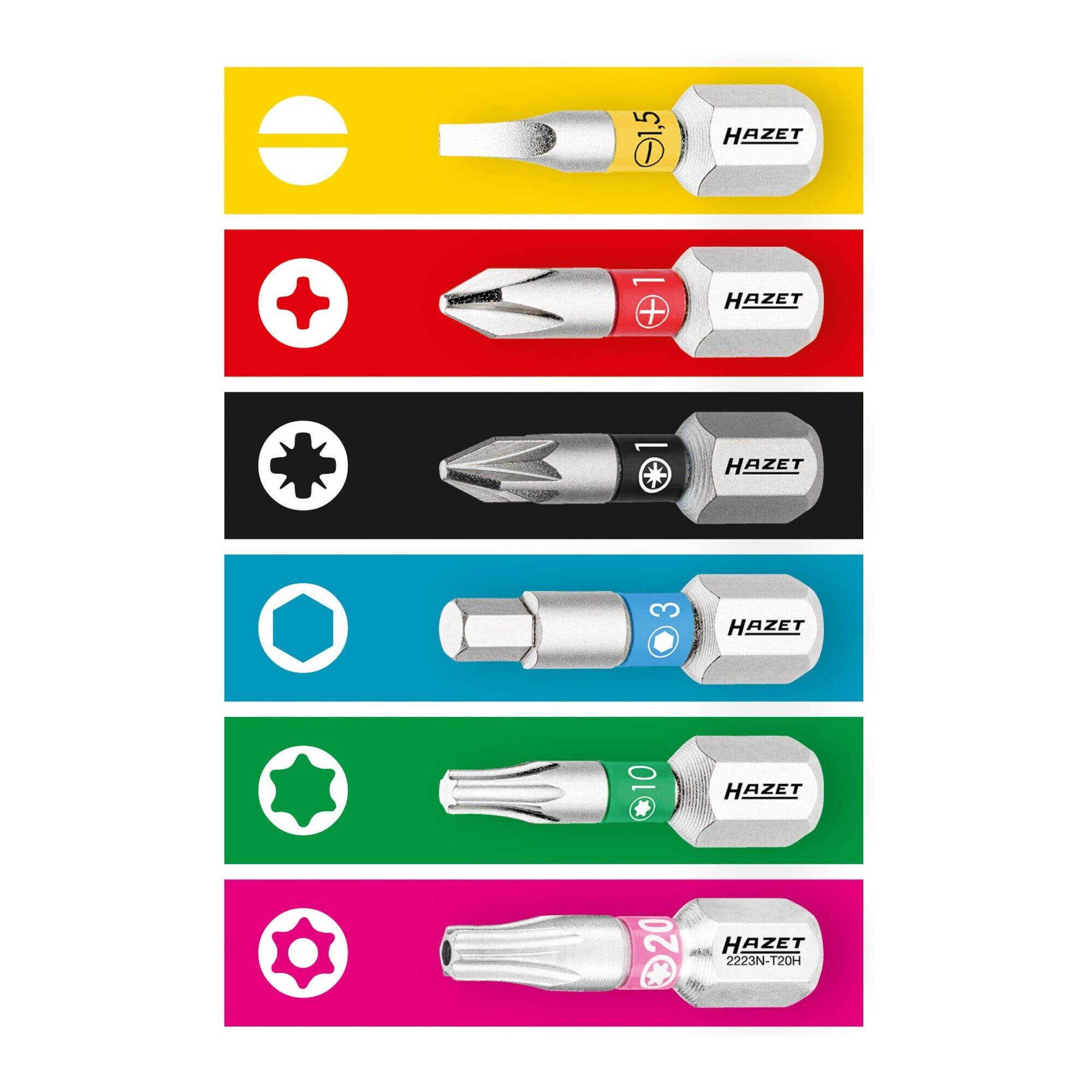 HAZET Bit-Set HAZET Bit 2223NSLG-T30/3, Sechskant massiv 6,3 (1/4 Zoll), Innen TX Pr