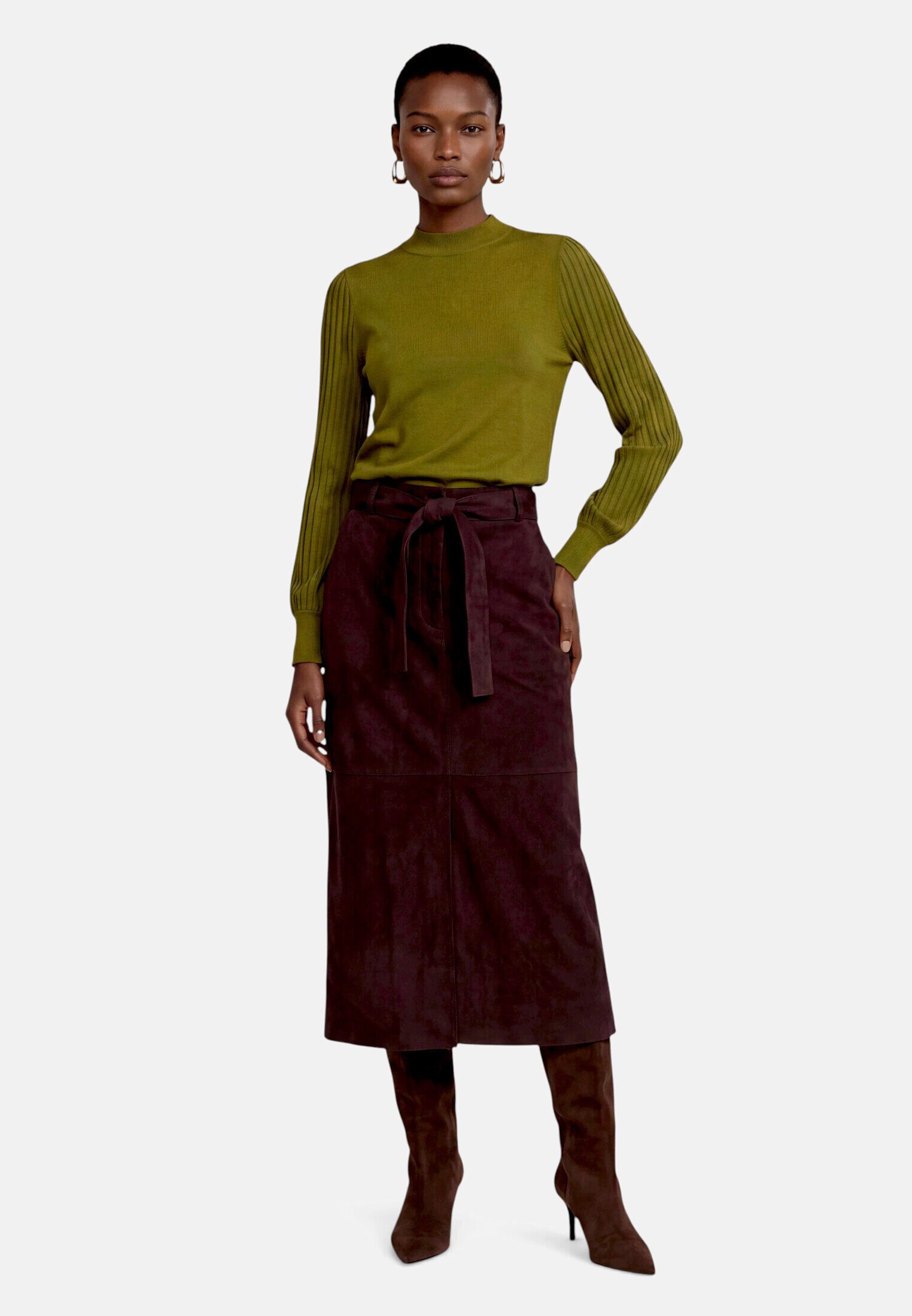 Zero Strickpullover Damen mit Spitzenärmeln (1-tlg) Struktur
