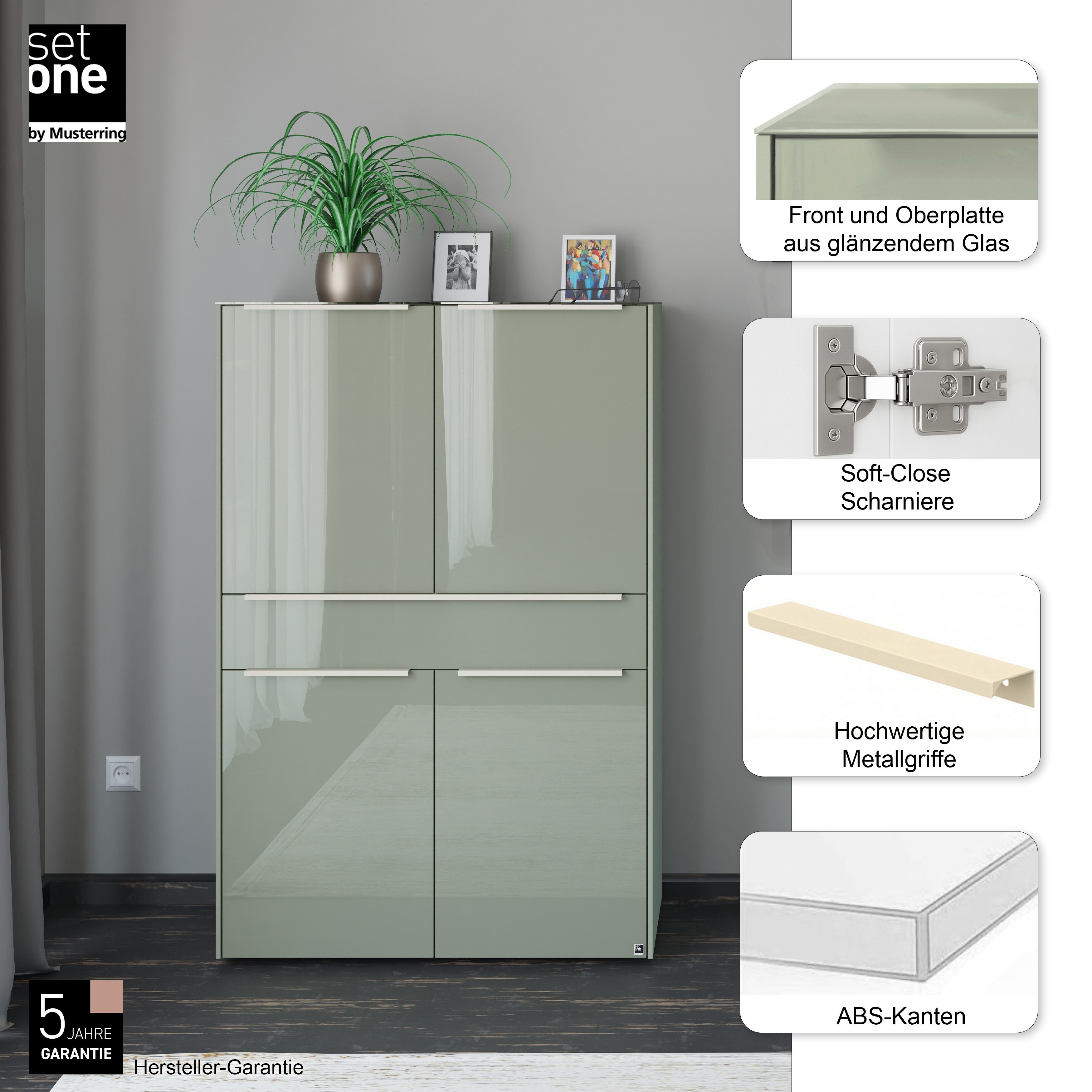 set one by Musterring Highboard Reno (1 St), Mit Gleitern und in verschiedenen Farben erhältlich