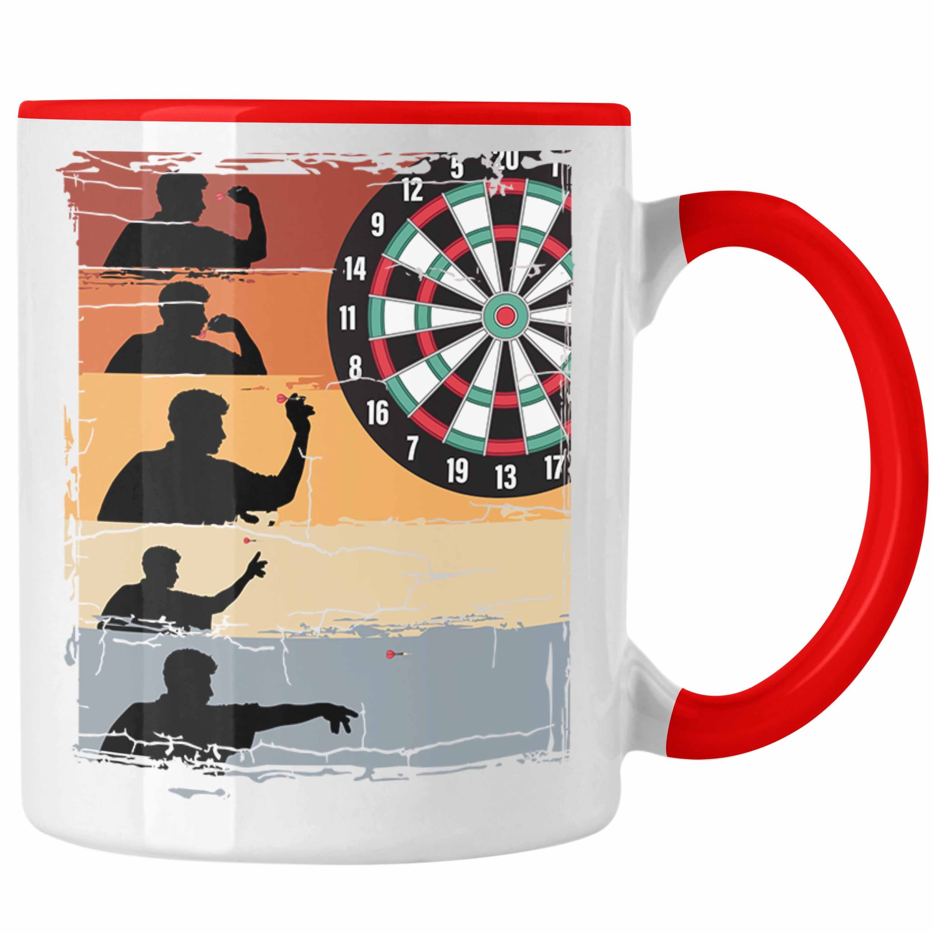 Trendation Tasse Trendation - Dartpfeil Männer Dart-Spieler Spruch Tasse Geschenkidee Rot Grafik Dart-Spieler