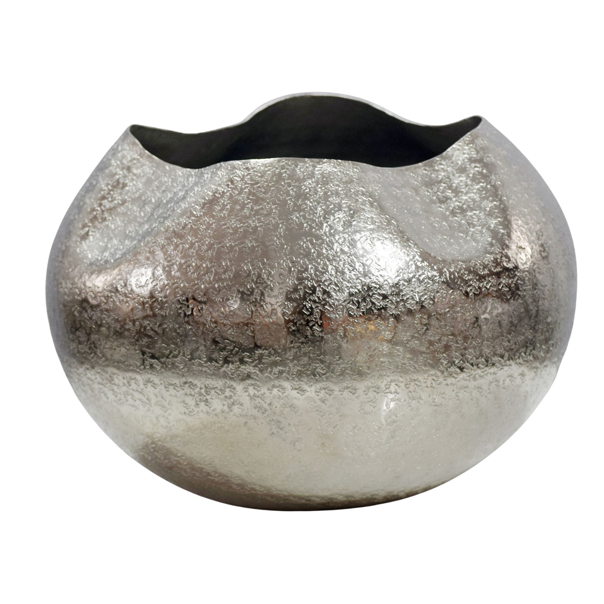 Wohnling Tischvase WL7.550 Vase Dekovase 30cm Aluminium Silber Blumenvase Wohndeko Rund (Stilvolle Vase mit moderner Struktur), Dekoratives Highlight für deinen Wohnbereich