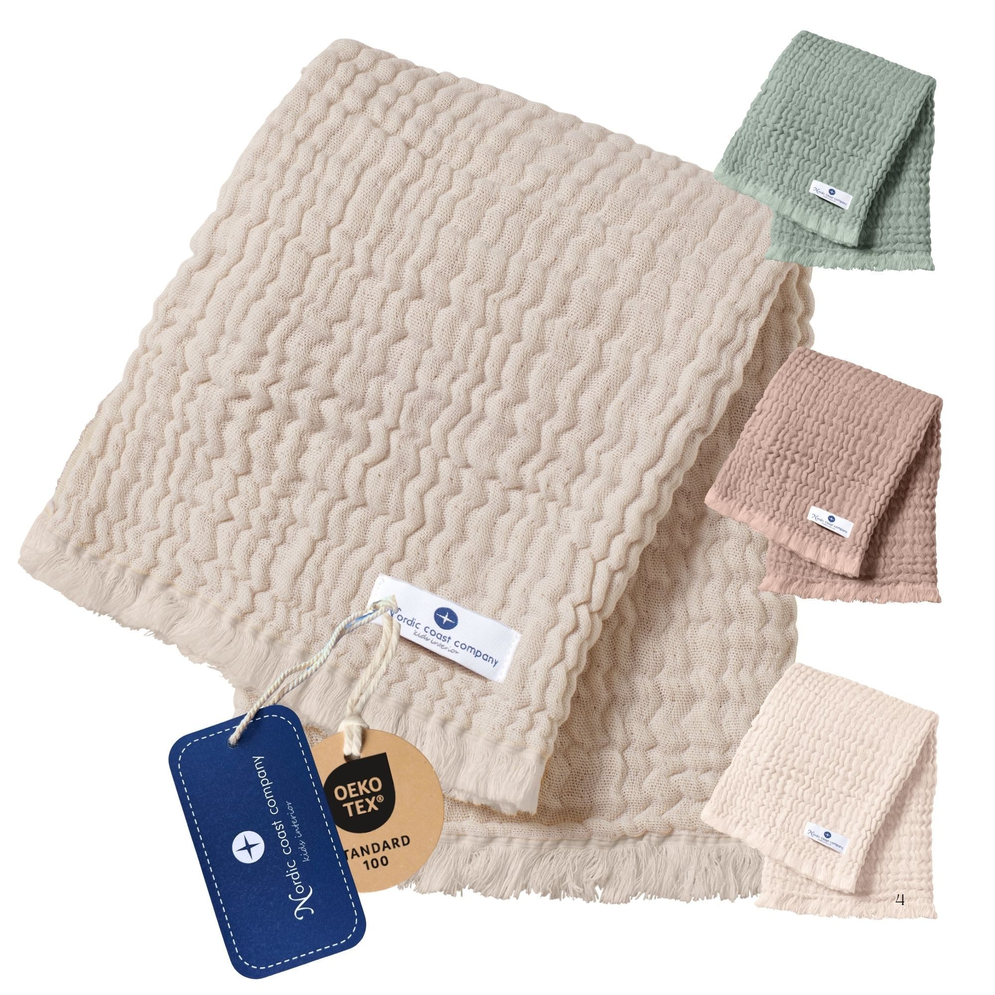Babydecke 80x80 - Premium Musselindecke, Puckdecke & Kuscheldecke, Nordic Coast Company, Babydecke Musselin extra weich - Neugeborene - geprüft