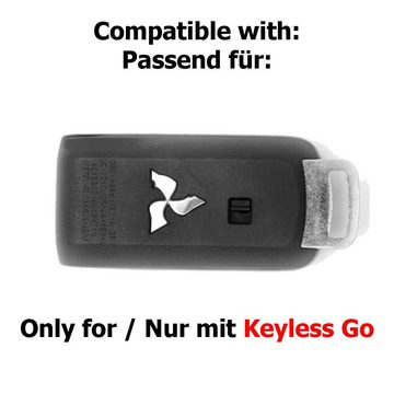 mt-key Schlüsseltasche Autoschlüssel Softcase Silikon Schutzhülle im Carbon Look, für Mitsubishi ASX Pajero Outlander Eclipse L200 Lancer KEYLESS