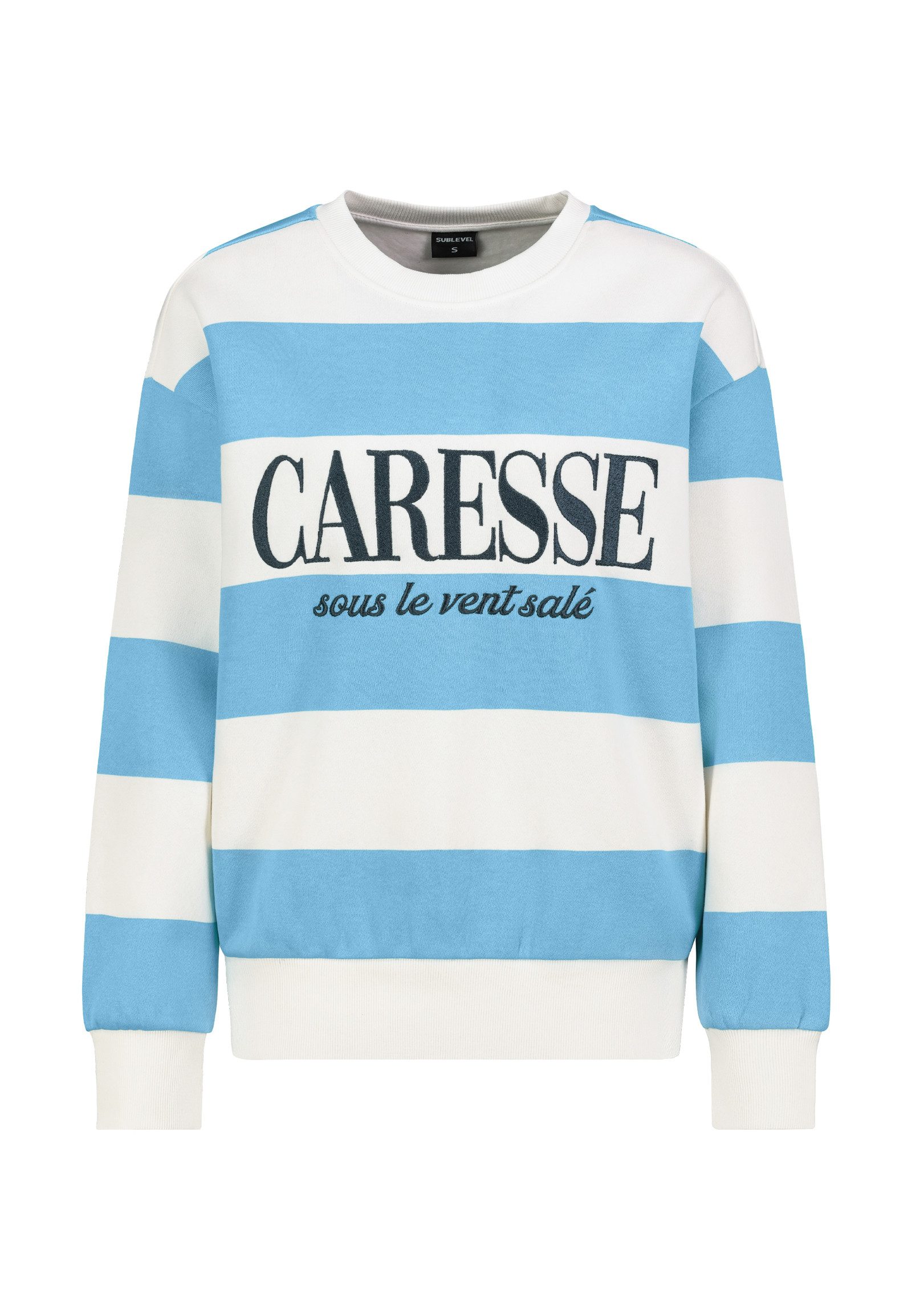 SUBLEVEL Sweatshirt Damen Pullover langarm bestickt mit Streifen Sweater, Sweatpullover