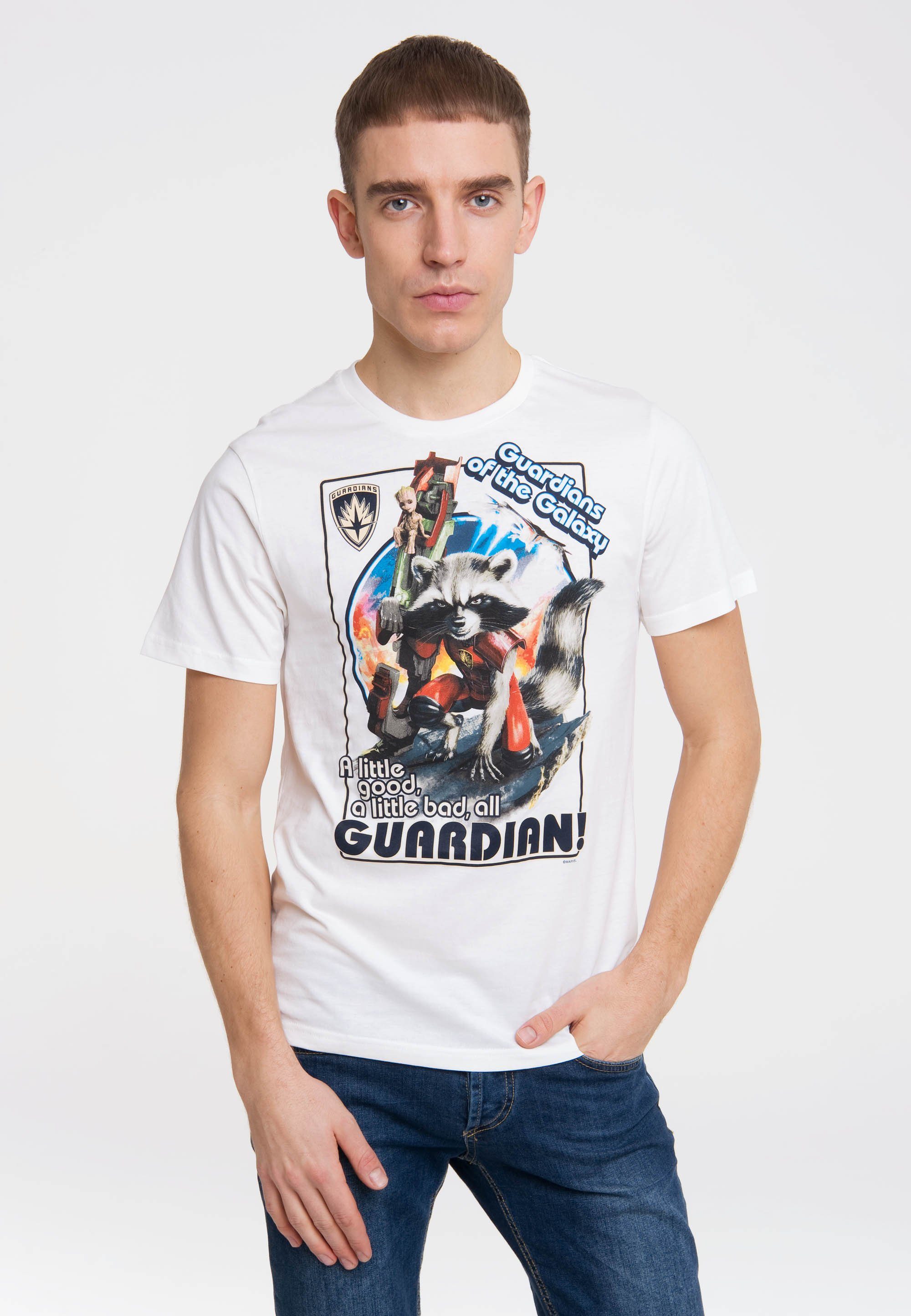 LOGOSHIRT T-Shirt Guardians of the Raccoon Galaxy Rocket Rocket-Print mit 