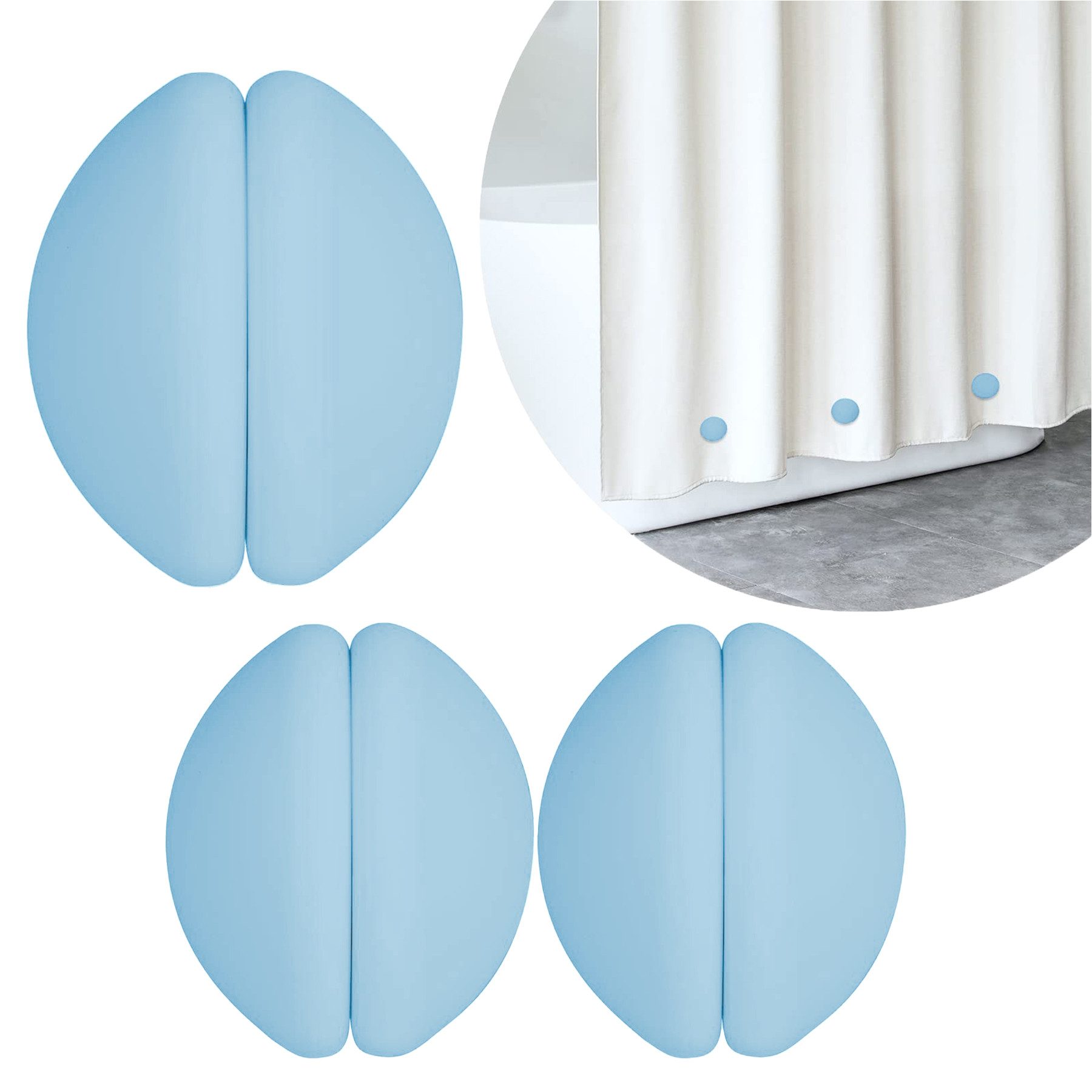 Mutig Duschrollo Duschvorhang - Gewichte, 3 Paar Silikonbeschichtete Rost Magnete (mit rostfreier Silikonbeschichtung, verhindern, dass der Vorhang im Wind weht, für Tischdecken, Gardinen, Duschrollo, Terrassenvorhänge&sogar Flaggen)