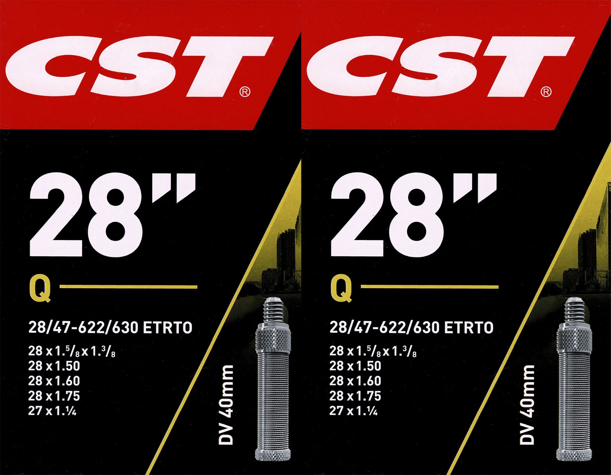 Fahrradschlauch 2x CST 28 DV Schlauch 28 Zoll (28/47-622/630) Fahrradschlauch