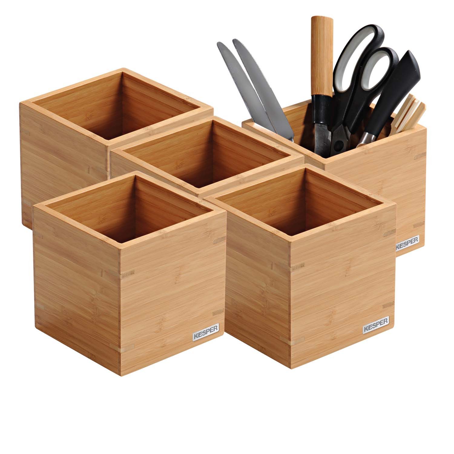 Kesper Aufbewahrungsbox 5er Set Küchenutensilienbox / Aufbewahrungsbox - Bambus