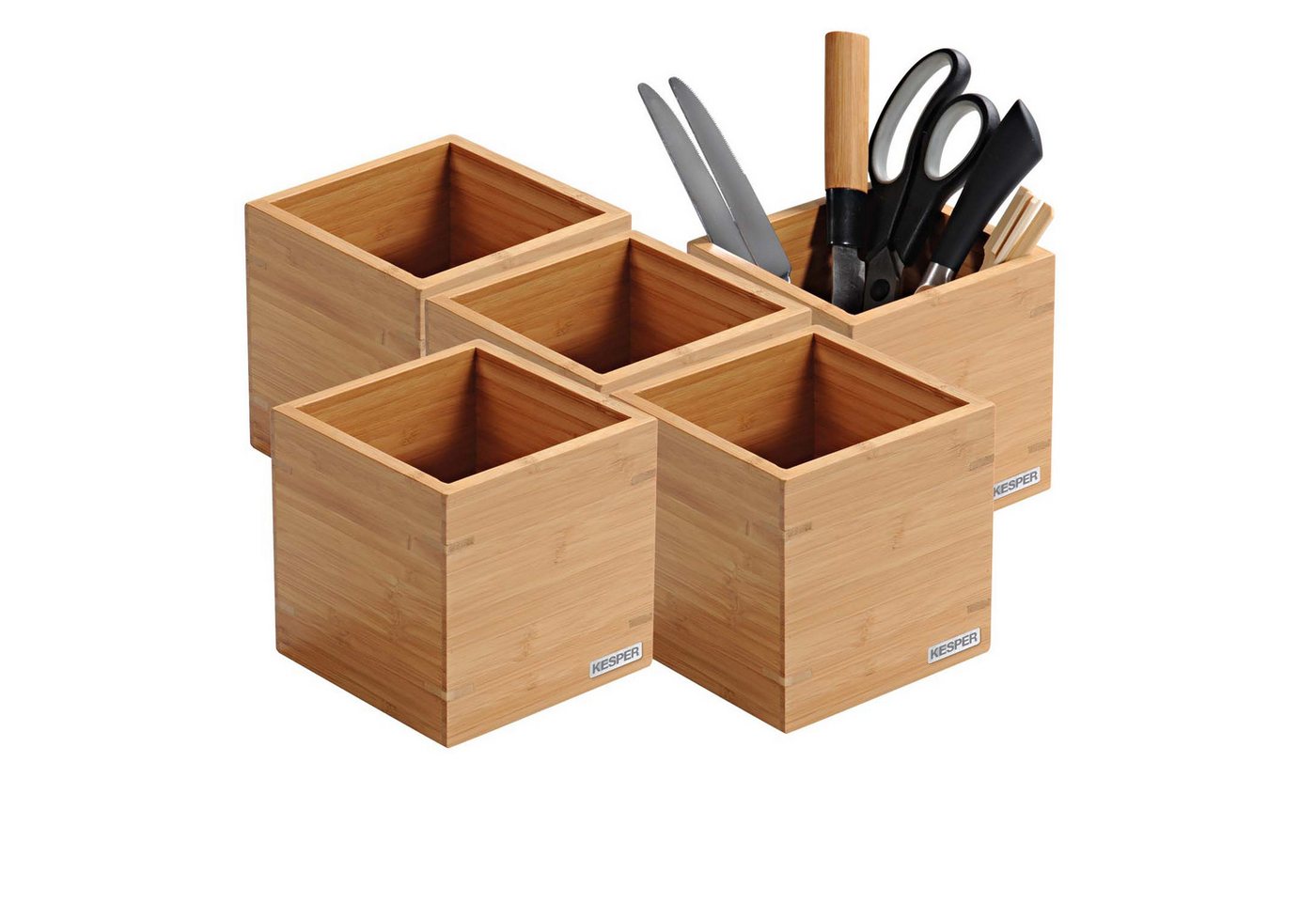 Thumbnail - Kesper Aufbewahrungsbox 5er Set Küchenutensilienbox / Aufbewahrungsbox - Bambus