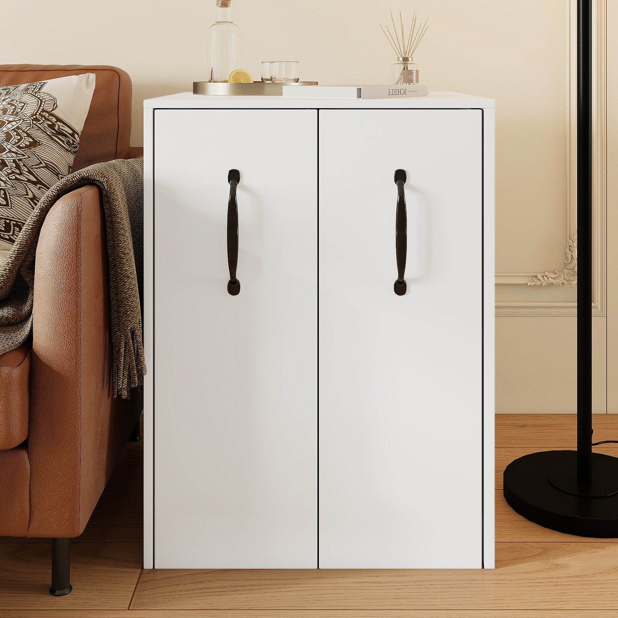 Odikalo Aktenschrank Sideboard Nachttisch Rollen Fächern Schublade Austauschbar Ausziehbar (Aktenschrank auf Rollen 52x50x75 cm - mit Fächern und Schubladen, Aktenschrank aus Holz, links-rechts tauschbar, Einzelschrank voll ausziehbar, mit Absturzsicherung, Sofa-Beistellschrank, Nachttisch)