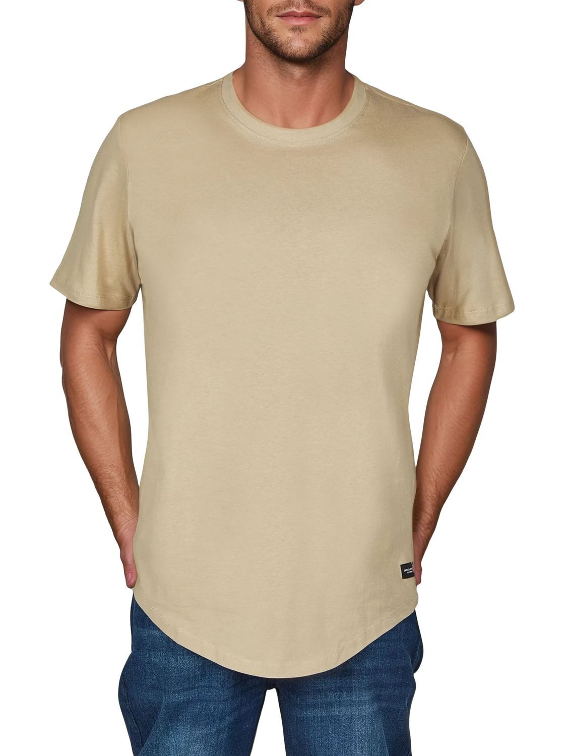 Jack & Jones Tshirt Herren lang geschnitten Set 100% Baumwolle Regular Fit günstig online kaufen
