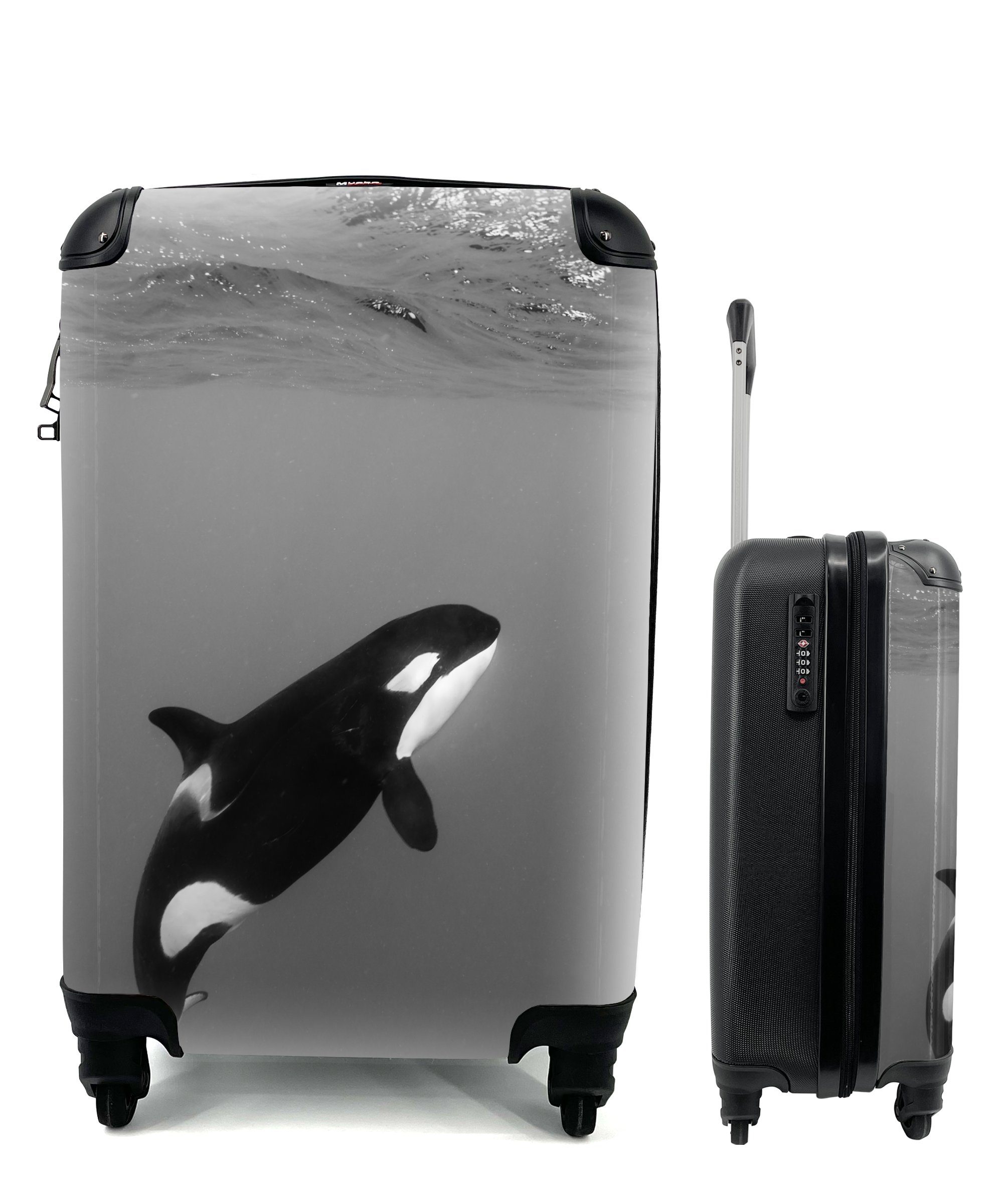 MuchoWow Handgepäckkoffer Orca - Wasser - Tiere, 4 Rollen, Reisetasche mit rollen, Handgepäck für Ferien, Trolley, Reisekoffer