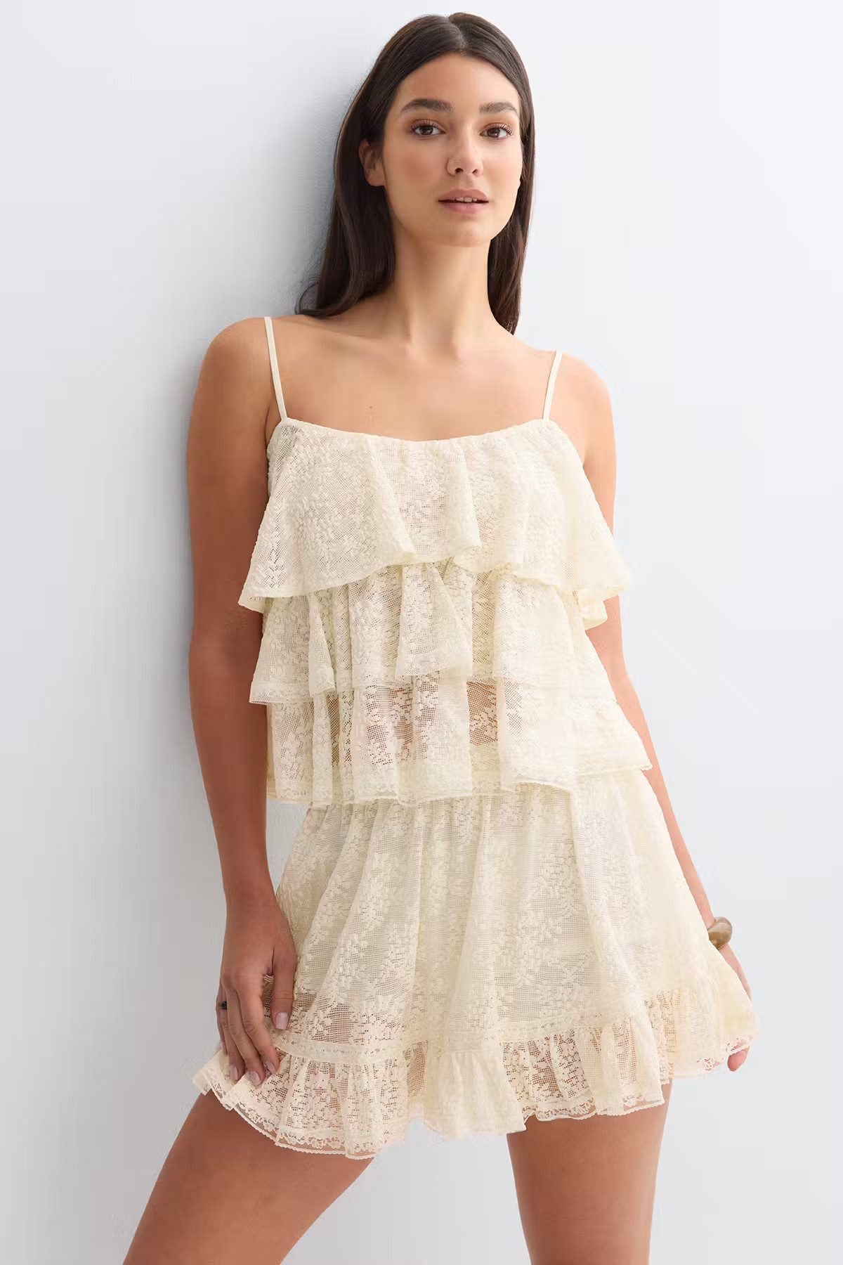 Gina Tricot Spitzentop Lace frill singlet - Spitzentop - Top Damen