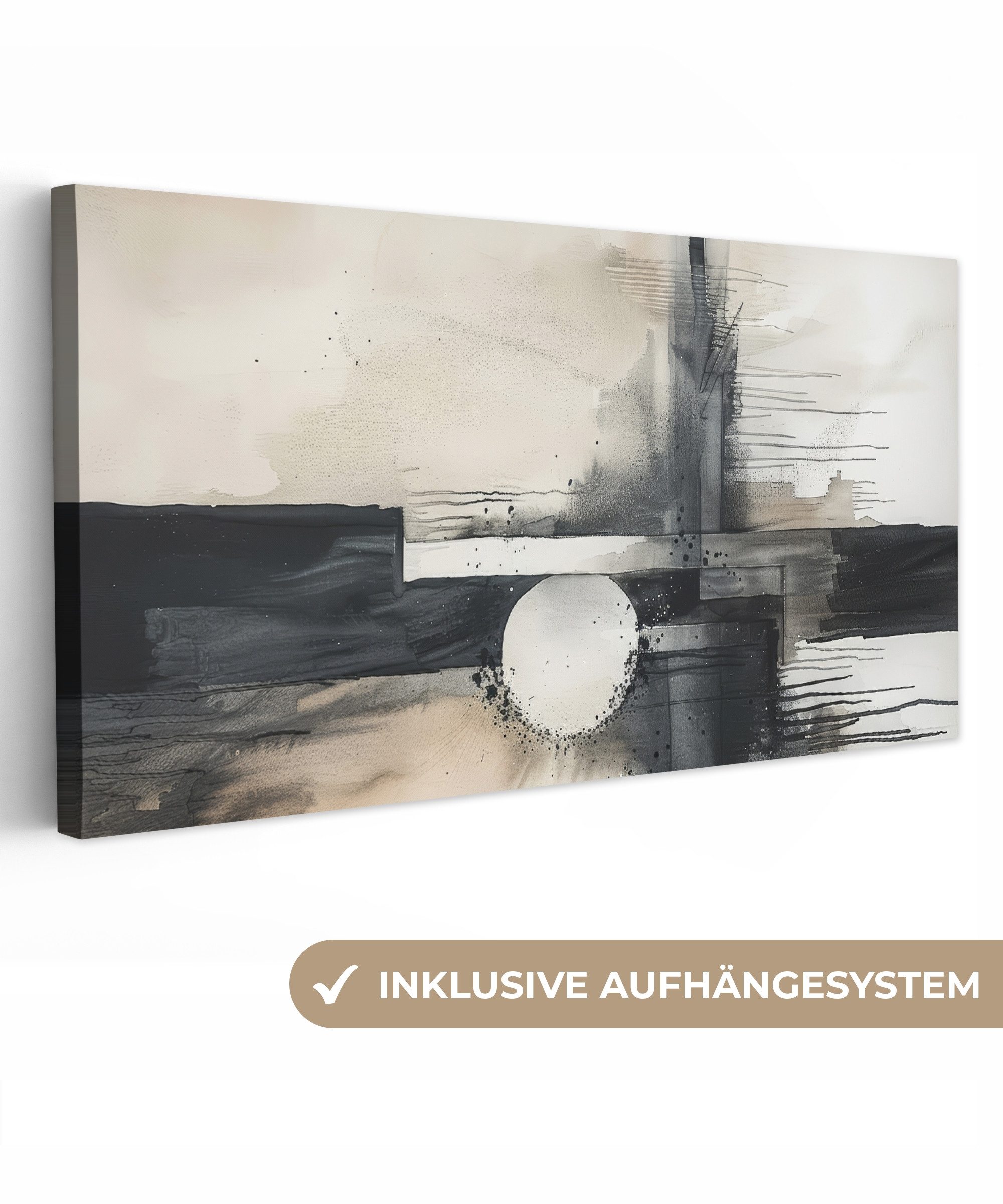 OneMillionCanvasses® Leinwandbild Panorama Abstrakt - Schwarz günstig online kaufen
