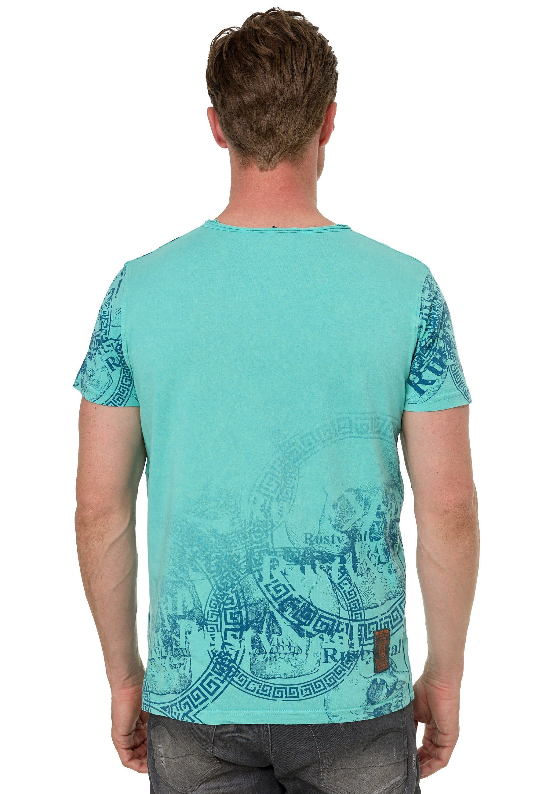 Rusty Neal T-Shirt mit coolem Print grün