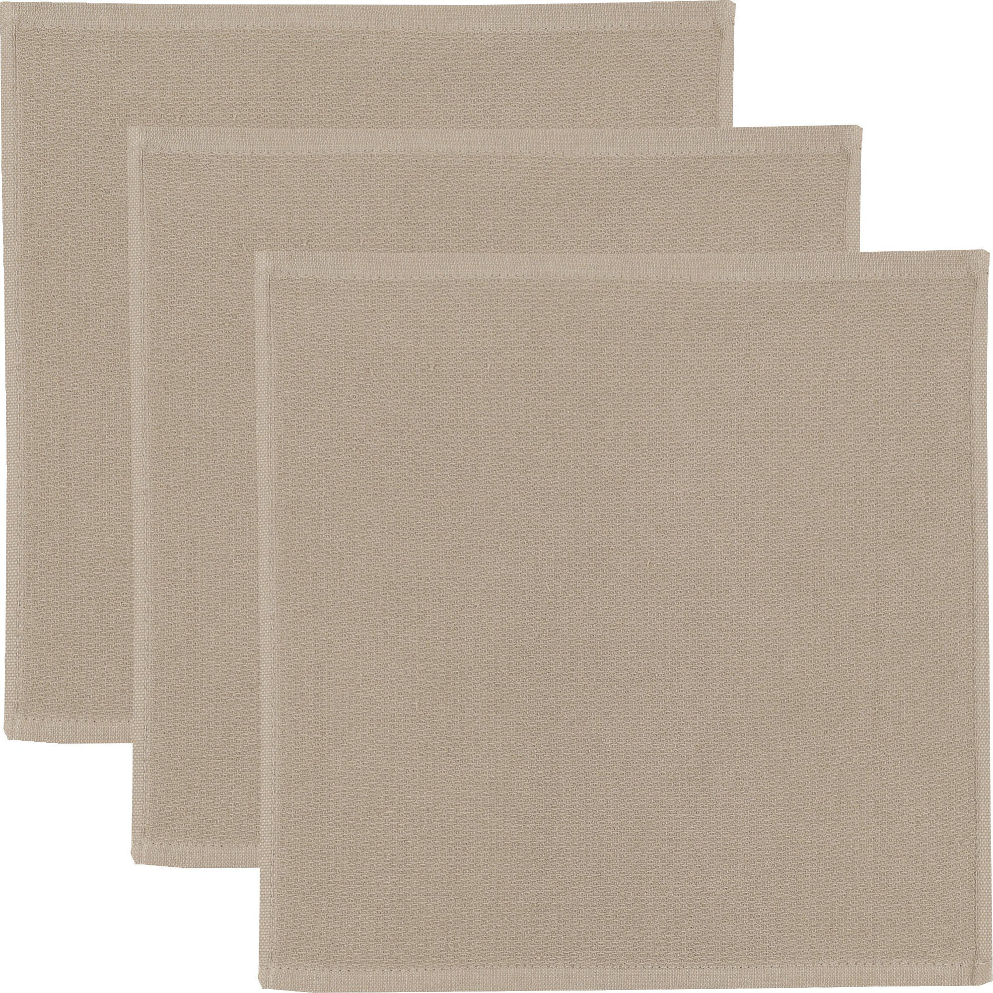 Erwin Müller Geschirrtuch Spültuch 3er-Pack, beige Baumwolle (3-tlg), Uni