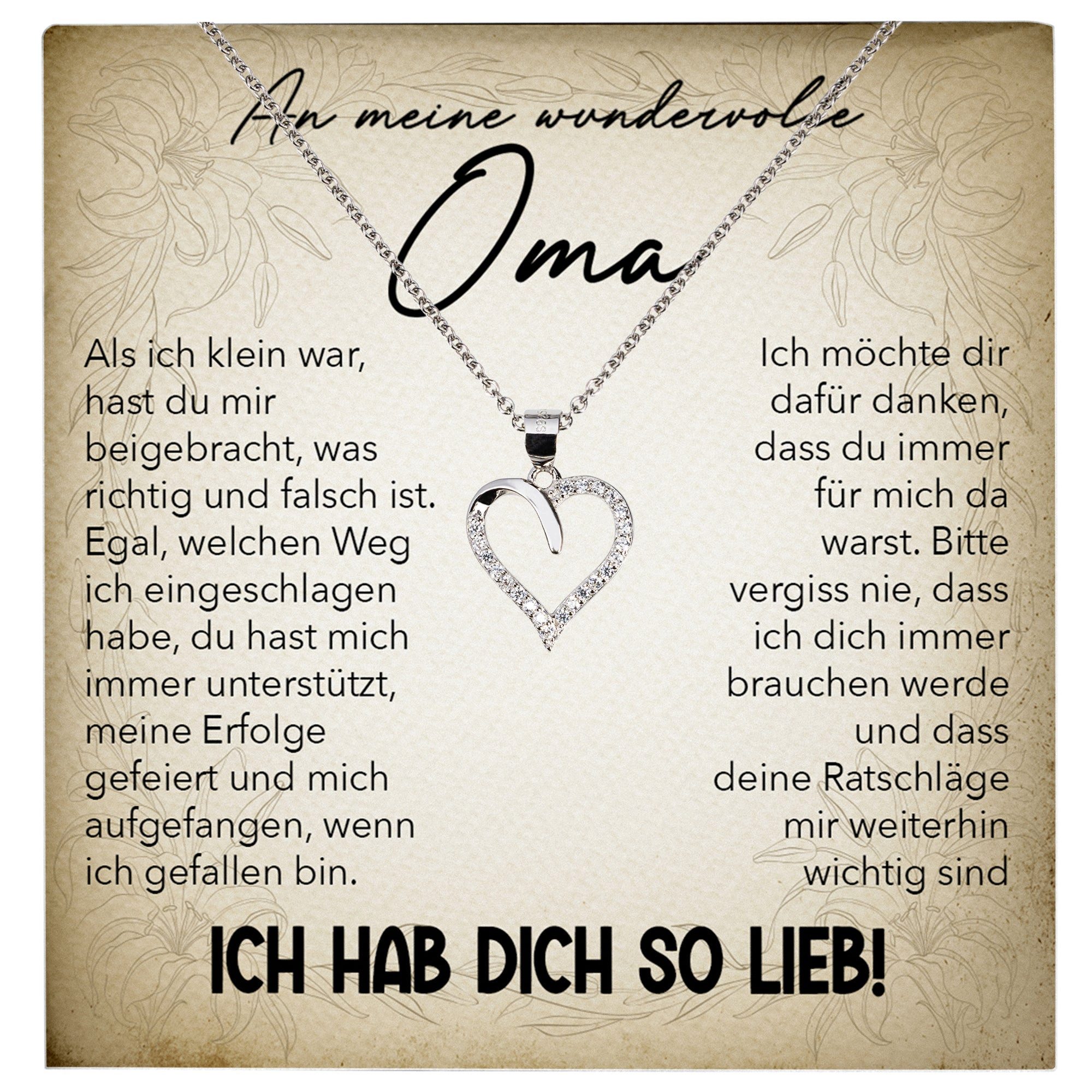 Schmuckset Liebe Oma Geschenk Grossmutter Frauen Halskette Damen Collier Herz