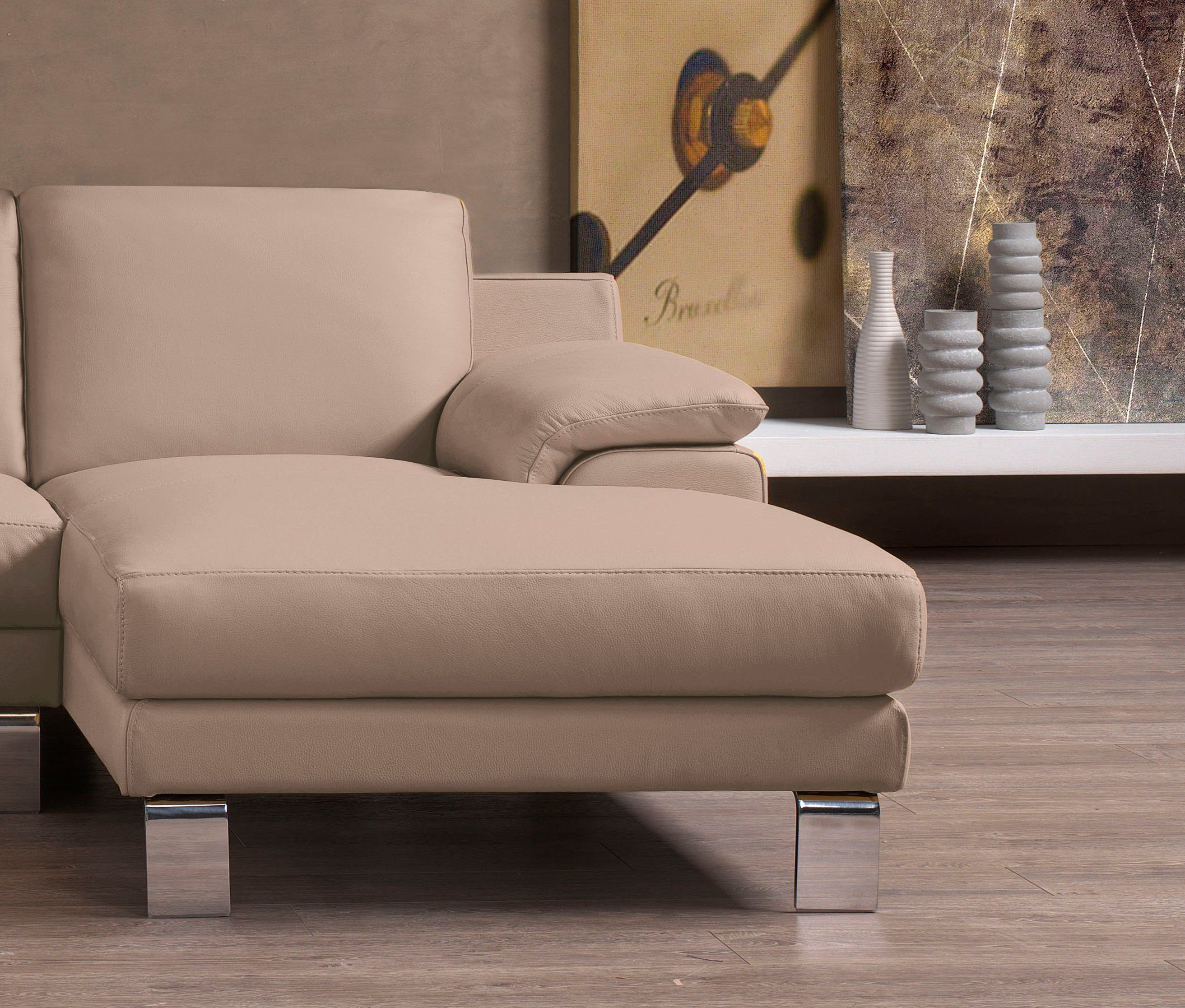 Egoitaliano Ecksofa Shakira, Design & Sitzkomfort auf hohem Niveau, Breite 236cm, L-Form, mit Recamiere, L-Form, edle Füße
