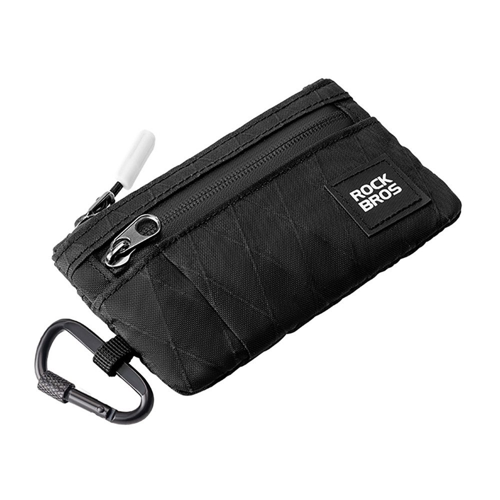 ROCKBROS Brieftasche Rockbros Reisebrieftasche mit Karabiner - Schwarz (Spar-Set, 1-tlg., 8 cm leicht, 18 x 7), Karabiner, 1000D-Nylon, reflektierendes Logo