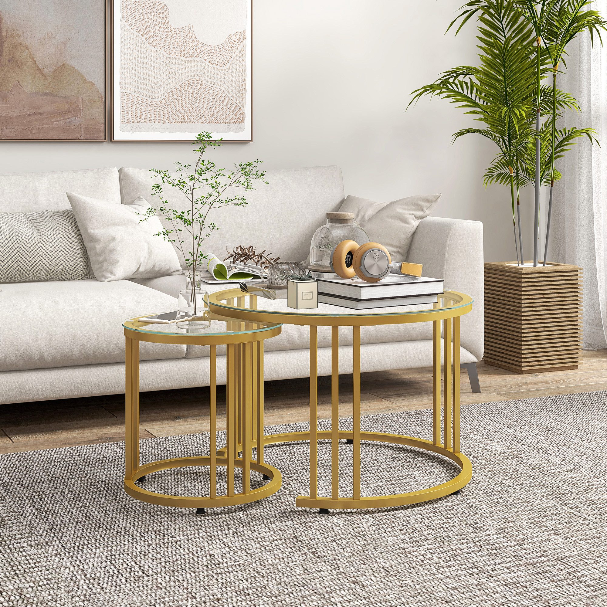 HOMCOM Couchtisch runde Couchtische Set von günstig online kaufen