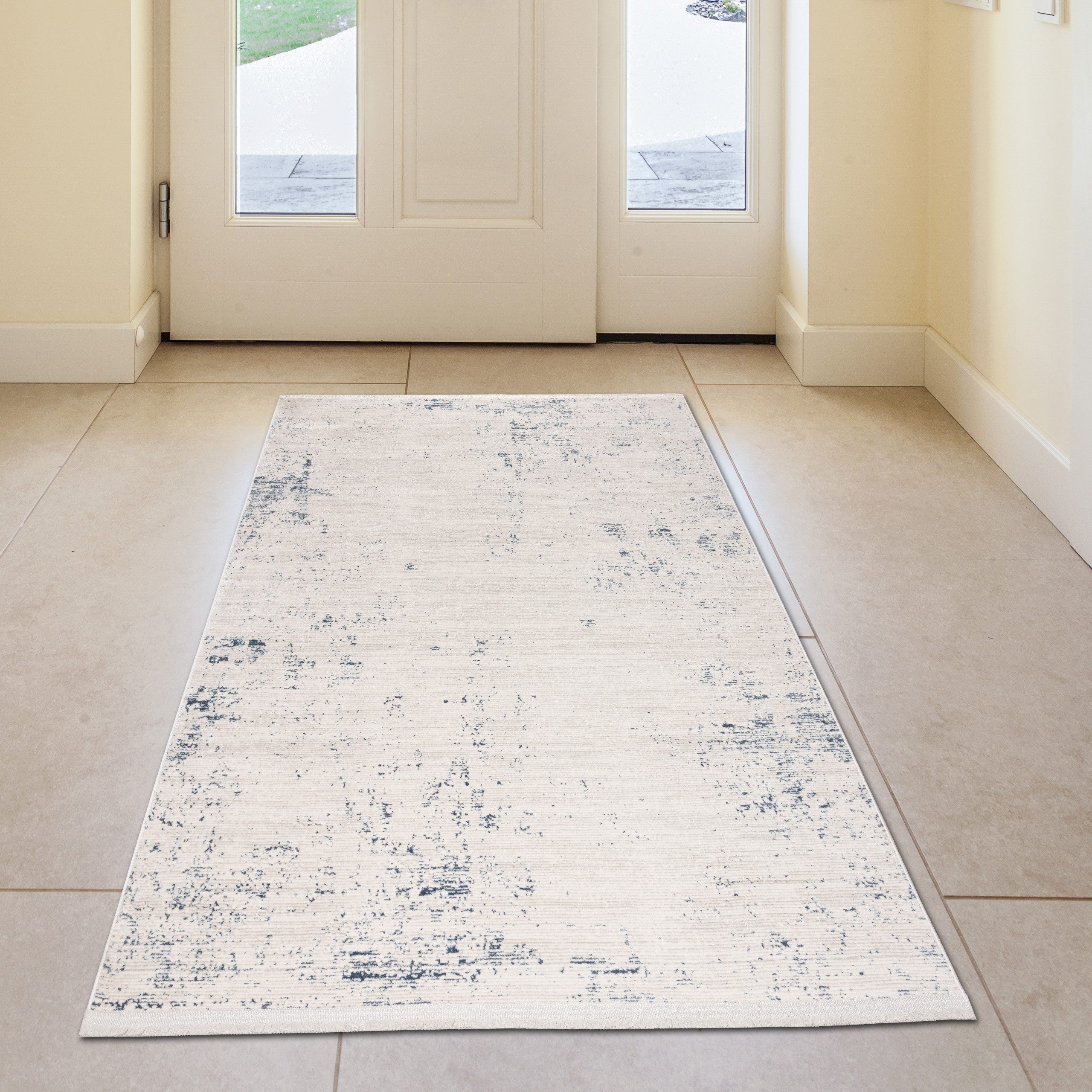 TeppichHome24 Teppich Glänzender Wohnzimmer Teppich in blau-weiß, rechtecki günstig online kaufen