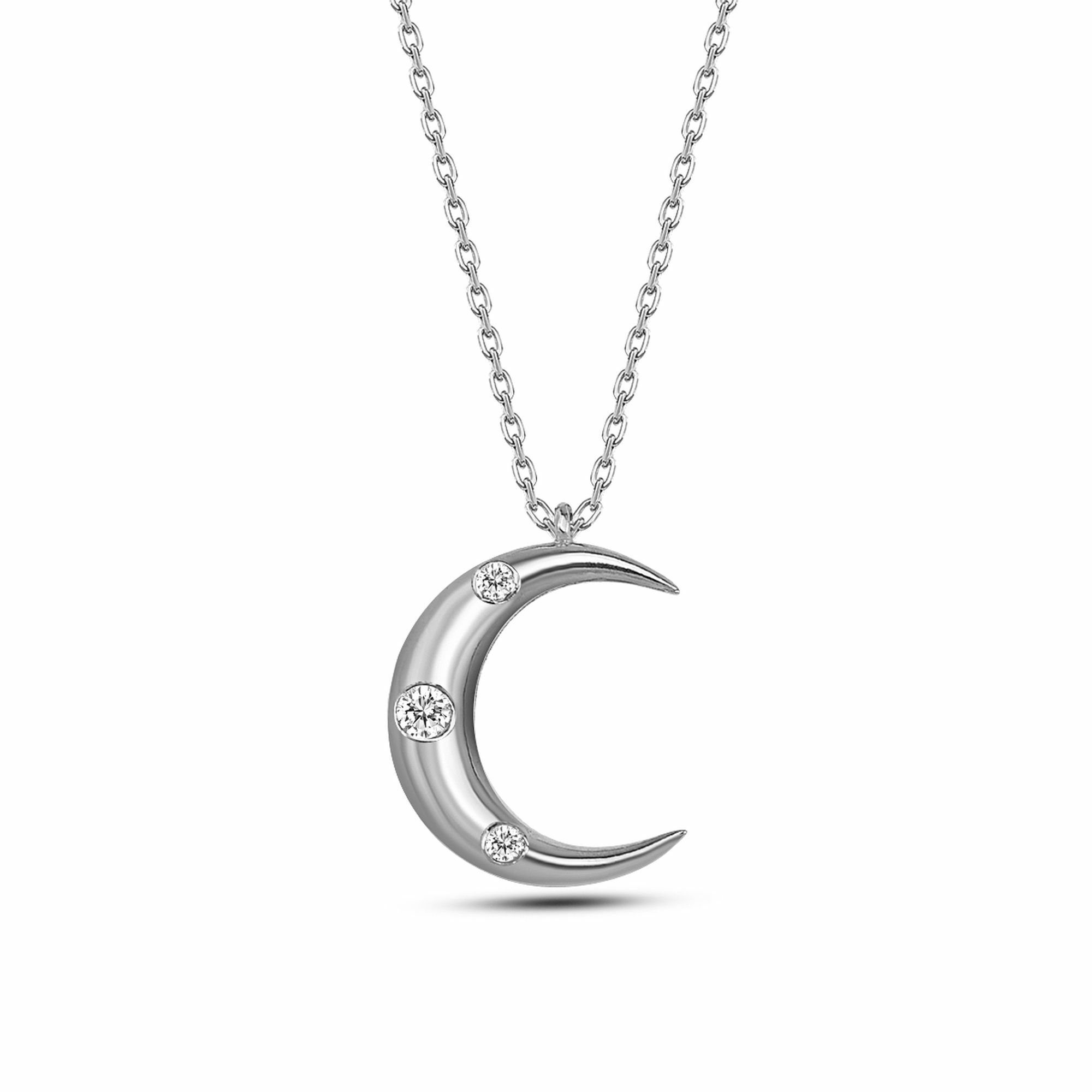 dKeniz Kettenanhänger 925/- Sterling Silber Mond Silberkette